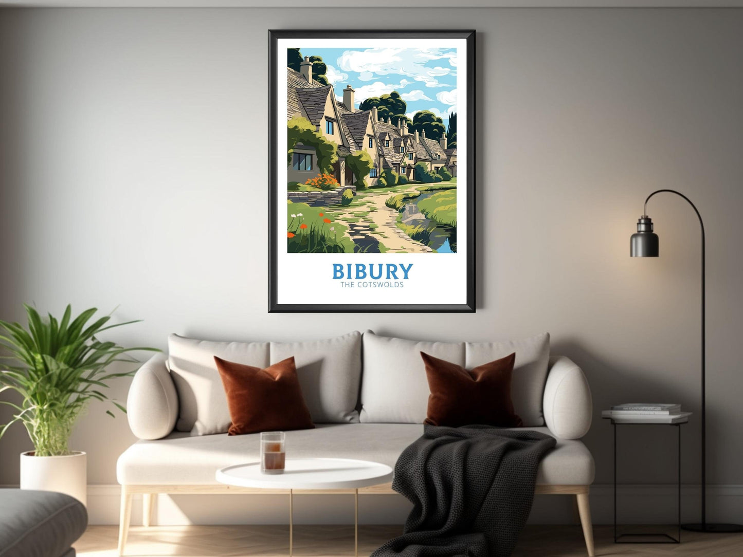 Bibury Poster | Bibury Travel Print | Bibury England Illustration | The Cotswolds UK | The Cotswolds Print | Arlington Row | ID 825