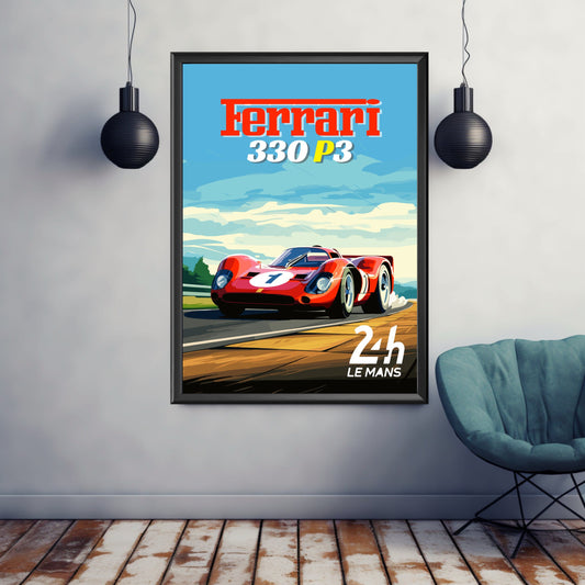 Ferrari 330 P3 Print, Ferrari 330 P3 Poster, Car Print, Car Art, Race Car Print, Car Poster, 24h of Le Mans, Classic Car Print, Vintage