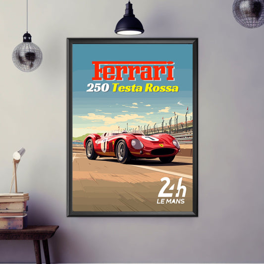 Ferrari 250 Testa Rossa Plus Print, Ferrari 250 Testa Rossa Poster, Car Print, Car Art, Race Car Print, Car Poster, 24h of Le Mans