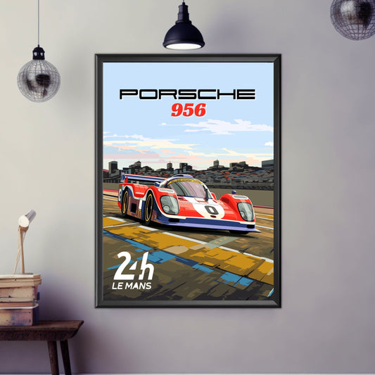 Porsche 956 Print, Porsche 956 Poster, Car Print, Car Art, Race Car Print, Car Poster, 24h of Le Mans, Classic Car Print, 1980s Car