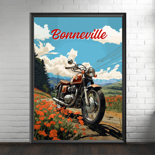Triumph Bonneville Poster, Motorcycle Print, Triumph Bonneville Print, Motorbike Print, Bike Art, Bike Poster, Vintage Bike, Classic Bike