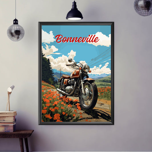 Triumph Bonneville Poster, Motorcycle Print, Triumph Bonneville Print, Motorbike Print, Bike Art, Bike Poster, Vintage Bike, Classic Bike