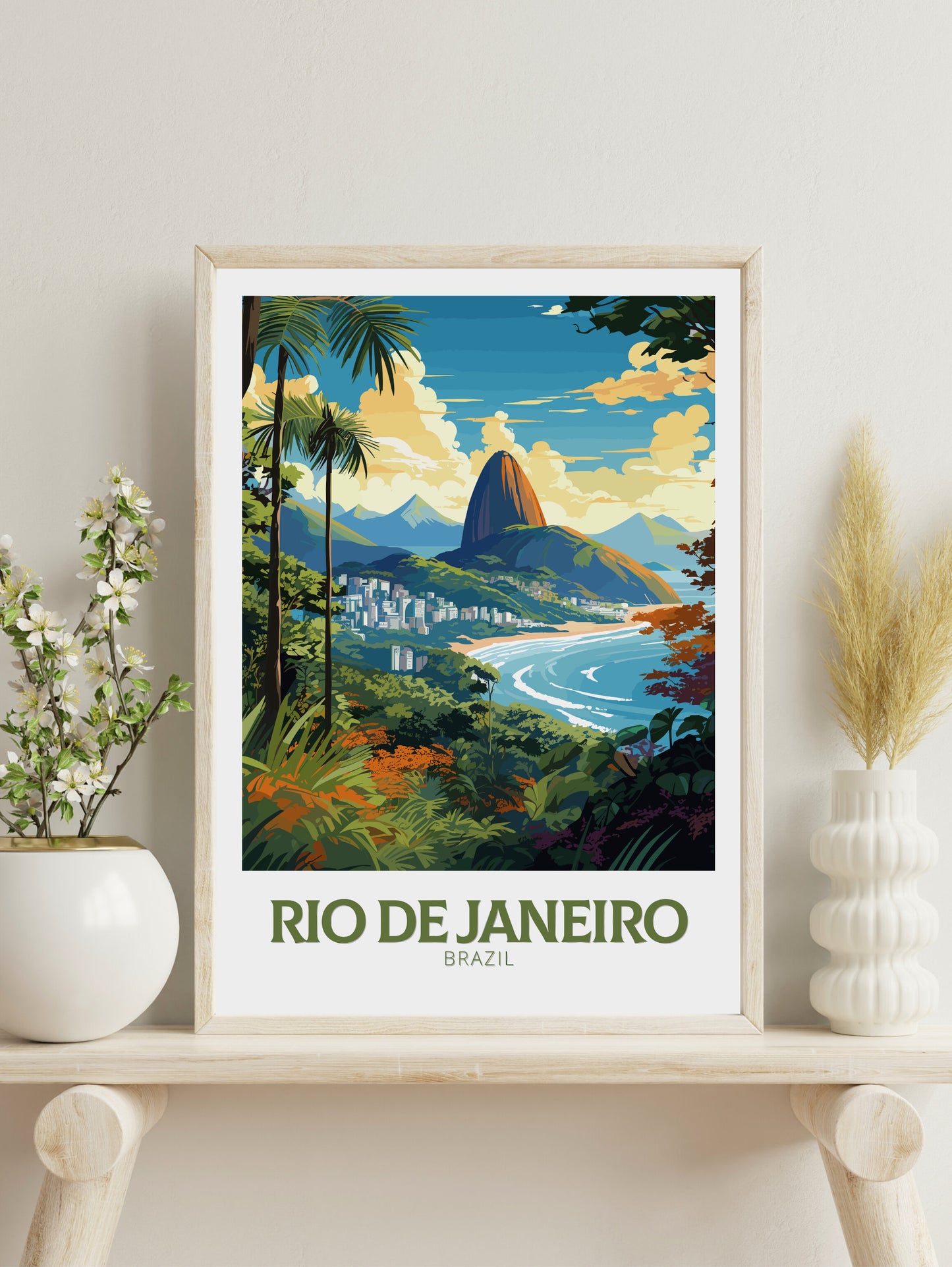 Rio De Janeiro Travel Print | Rio De Janeiro Poster | Brazil Wall Art | Sugarloaf Mountain Rio de Janeiro Print | Housewarming gift | ID 830