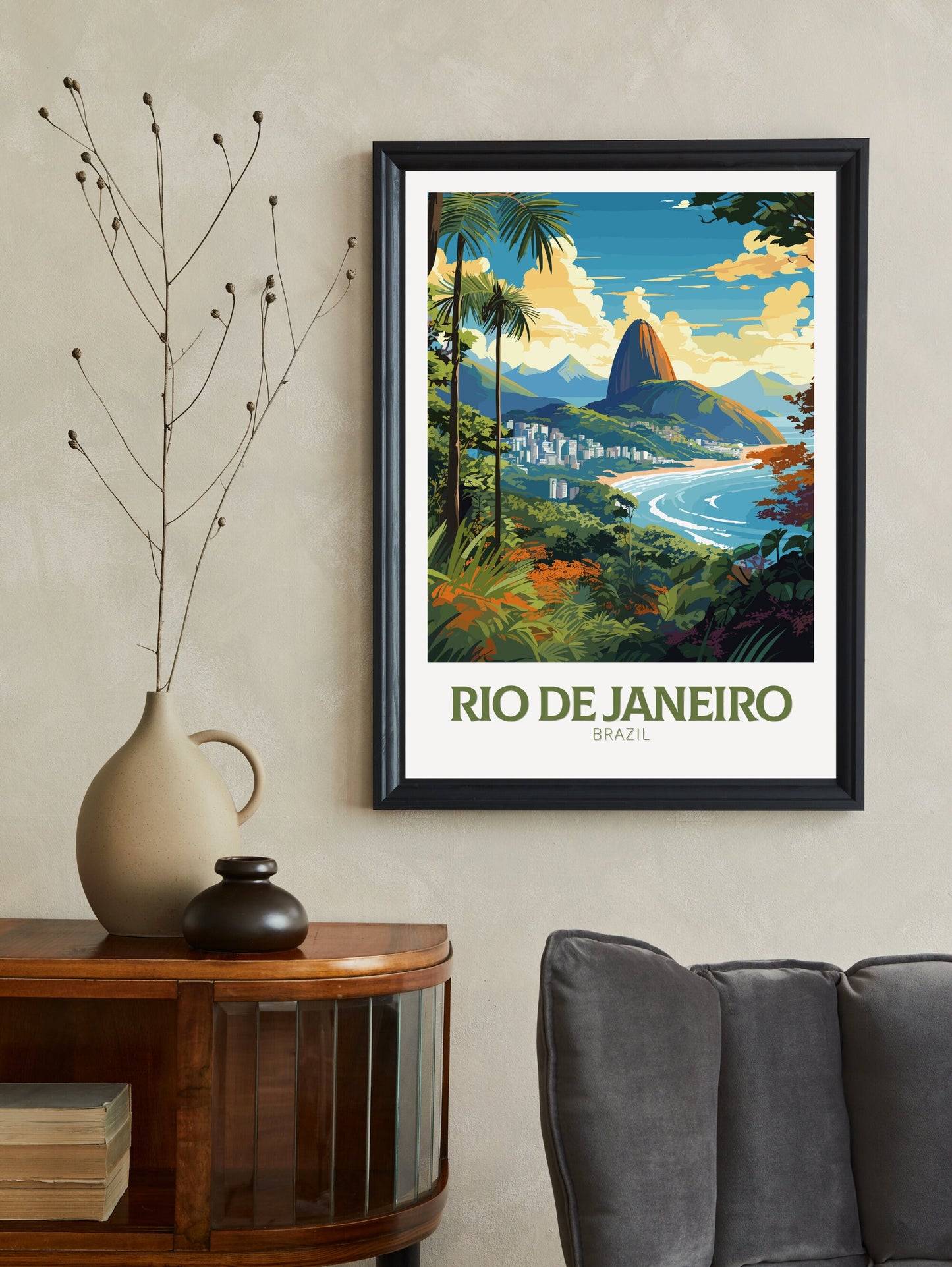 Rio De Janeiro Travel Print | Rio De Janeiro Poster | Brazil Wall Art | Sugarloaf Mountain Rio de Janeiro Print | Housewarming gift | ID 830