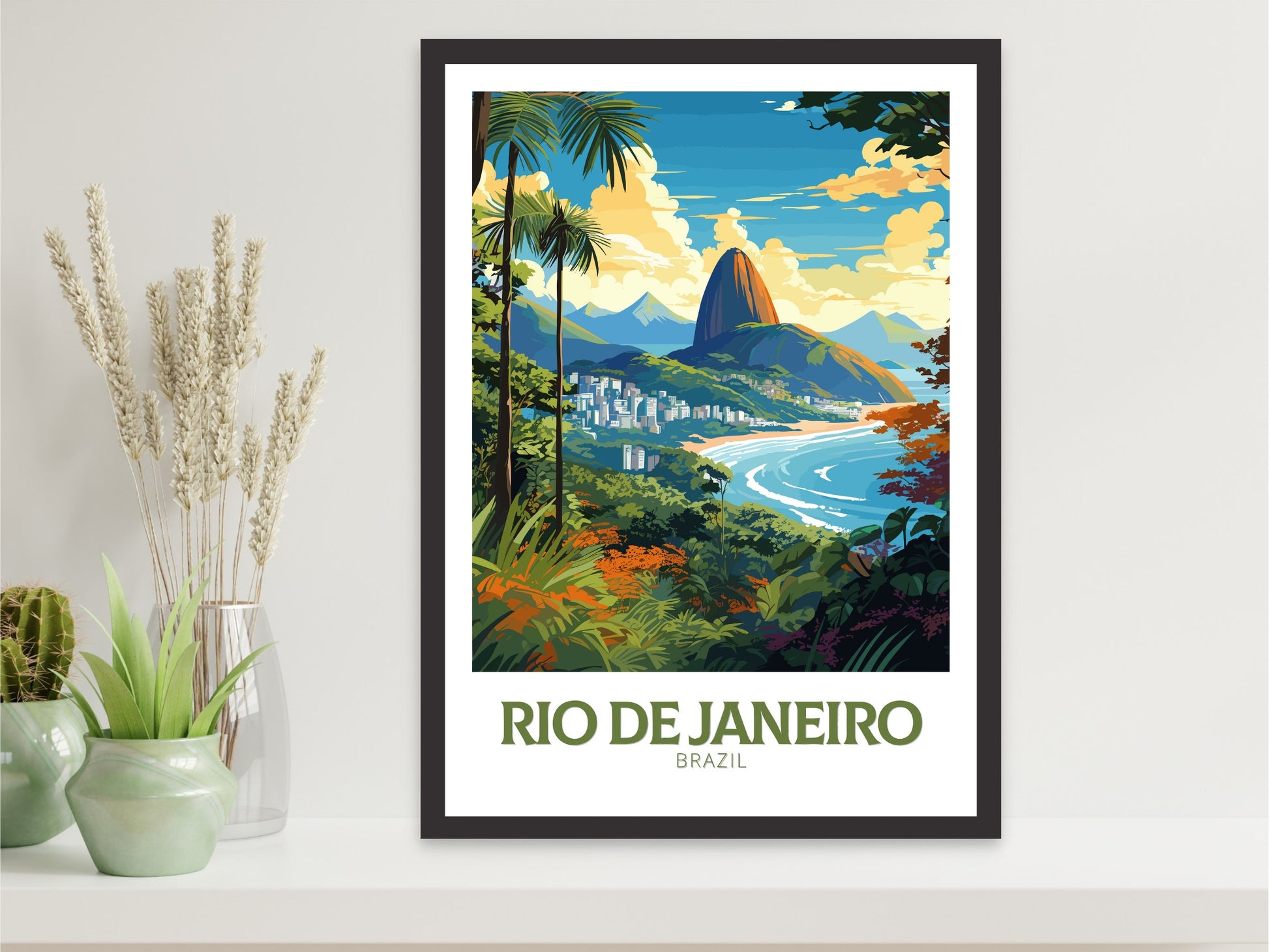 Rio De Janeiro Travel Print | Rio De Janeiro Poster | Brazil Wall Art | Sugarloaf Mountain Rio de Janeiro Print | Housewarming gift | ID 830