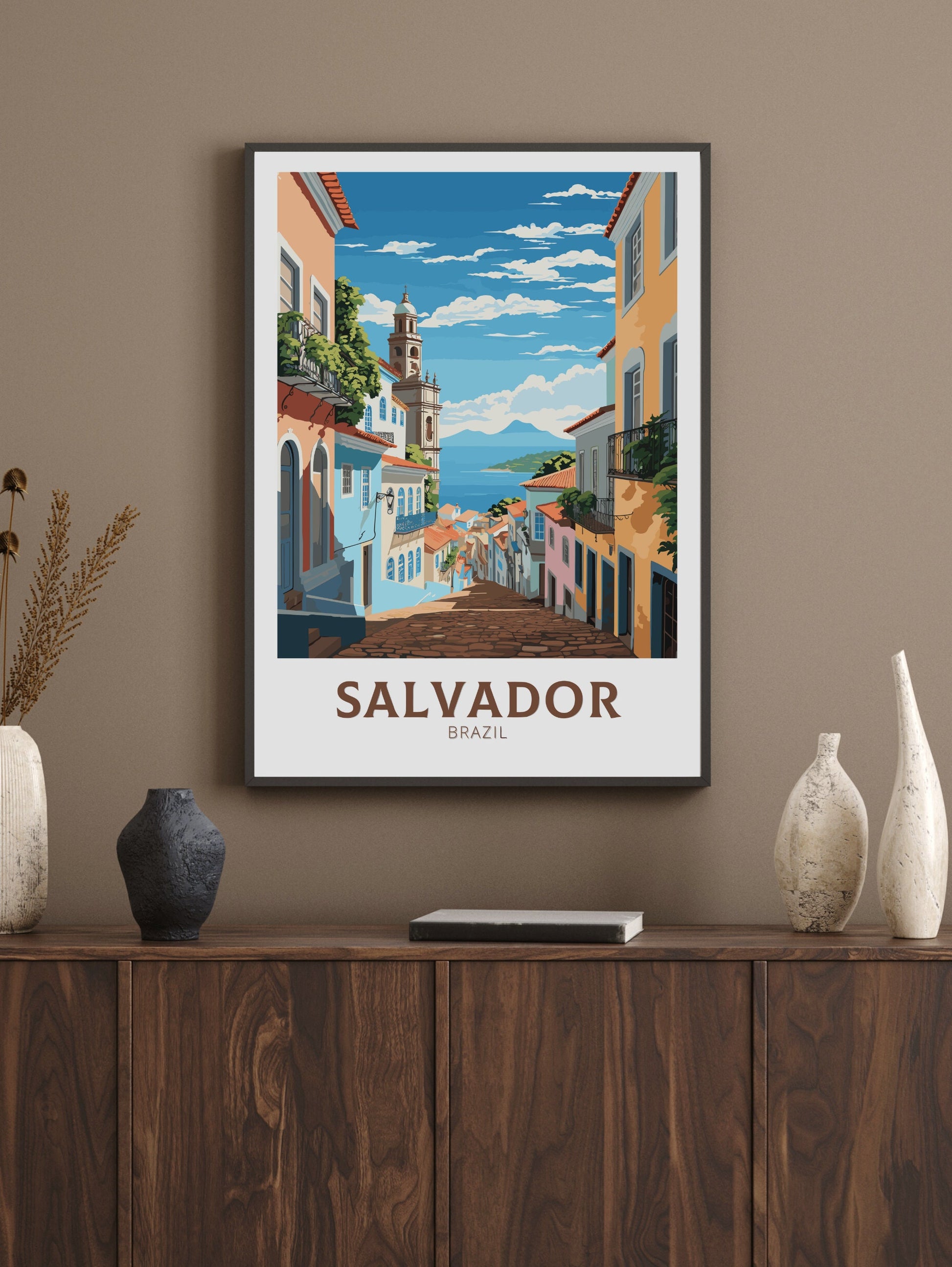 Salvador Travel Print | Salvador Poster | Brazil Wall Art | Salvador Brazil travel Poster | Housewarming gift | Salvador Wall Art | ID 831