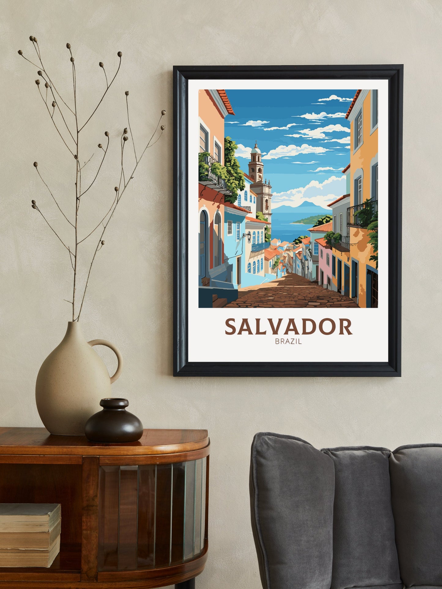 Salvador Travel Print | Salvador Poster | Brazil Wall Art | Salvador Brazil travel Poster | Housewarming gift | Salvador Wall Art | ID 831