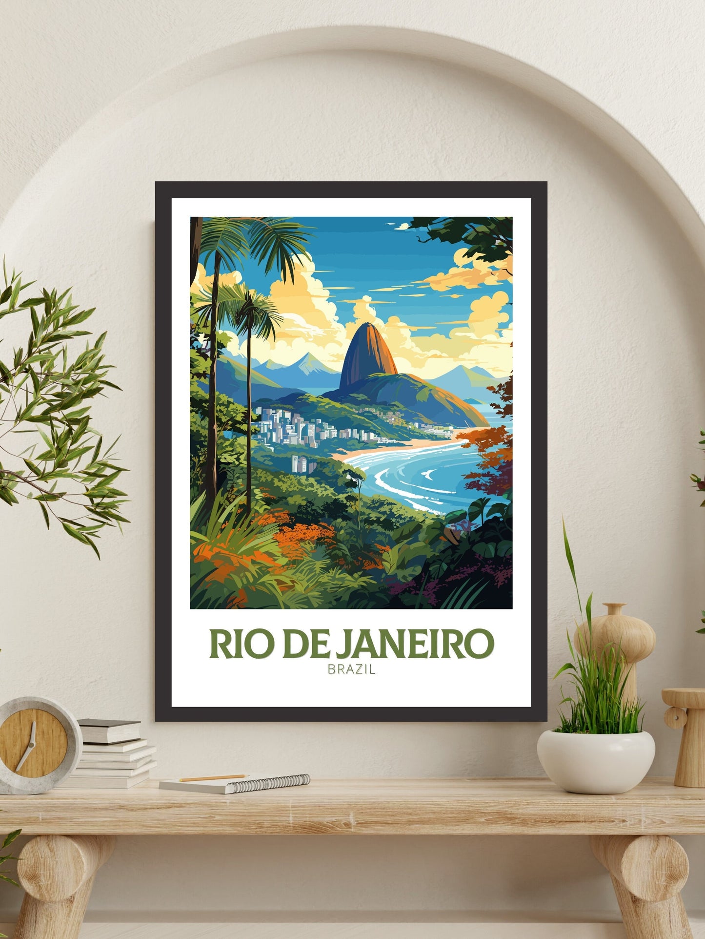 Rio De Janeiro Travel Print | Rio De Janeiro Poster | Brazil Wall Art | Sugarloaf Mountain Rio de Janeiro Print | Housewarming gift | ID 830