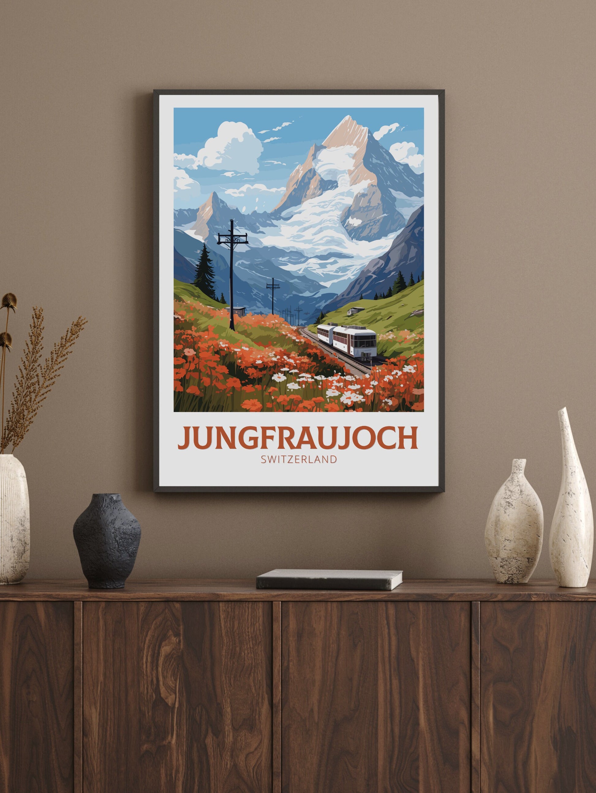 Jungfraujoc Poster | Jungfraujoc Print | Jungfraujoc Illustration | Jungfraujoc Wall Art | Switzerland Print | Jungfraujoc Artwork | ID 834