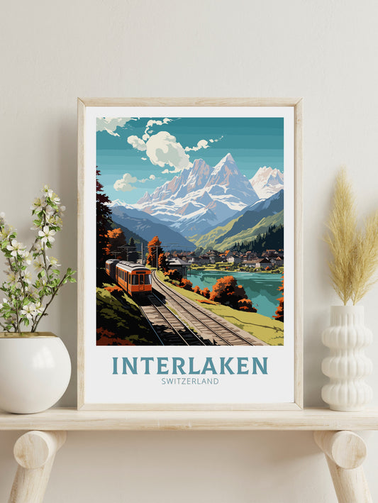 Interlaken Travel Print | Interlaken Poster | Interlaken Illustration | Interlaken Wall Art | Switzerland Poster | Interlaken Art | ID 674