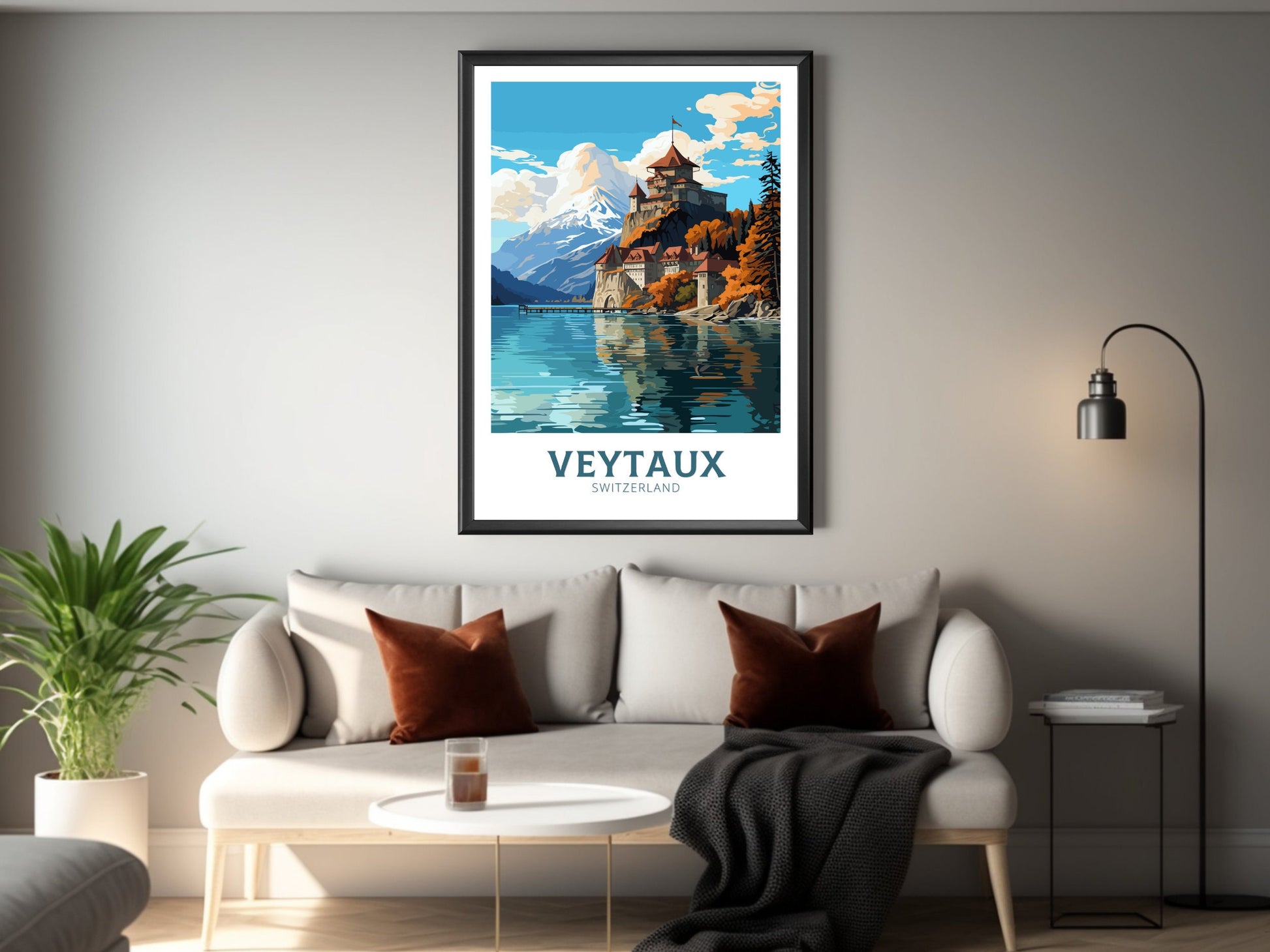 Veytaux Travel Print | Veytaux Travel Poster | Veytaux Illustration | Veytaux Wall Art | Switzerland Poster | Veytaux Artwork | ID 839