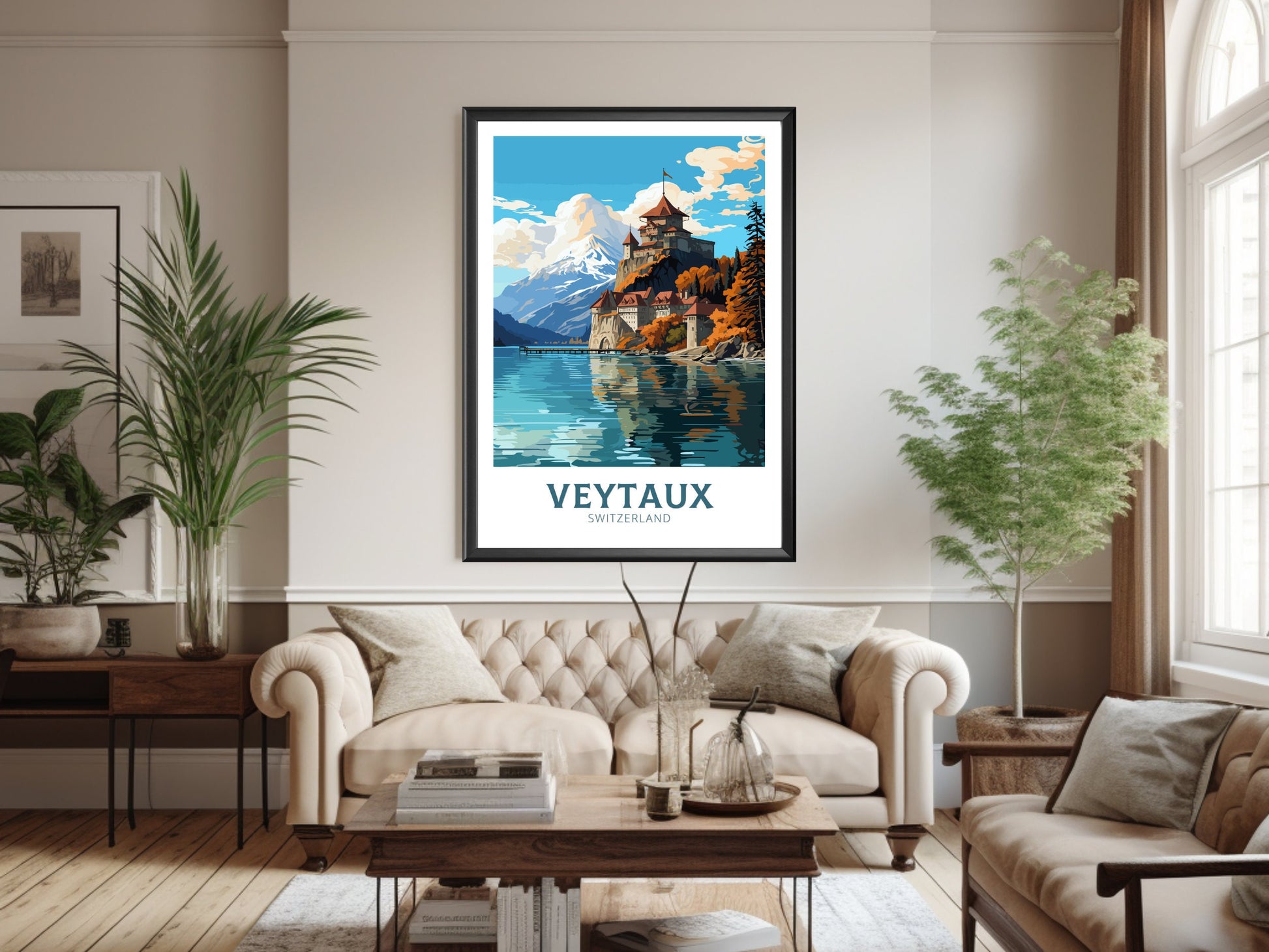 Veytaux Travel Print | Veytaux Travel Poster | Veytaux Illustration | Veytaux Wall Art | Switzerland Poster | Veytaux Artwork | ID 839