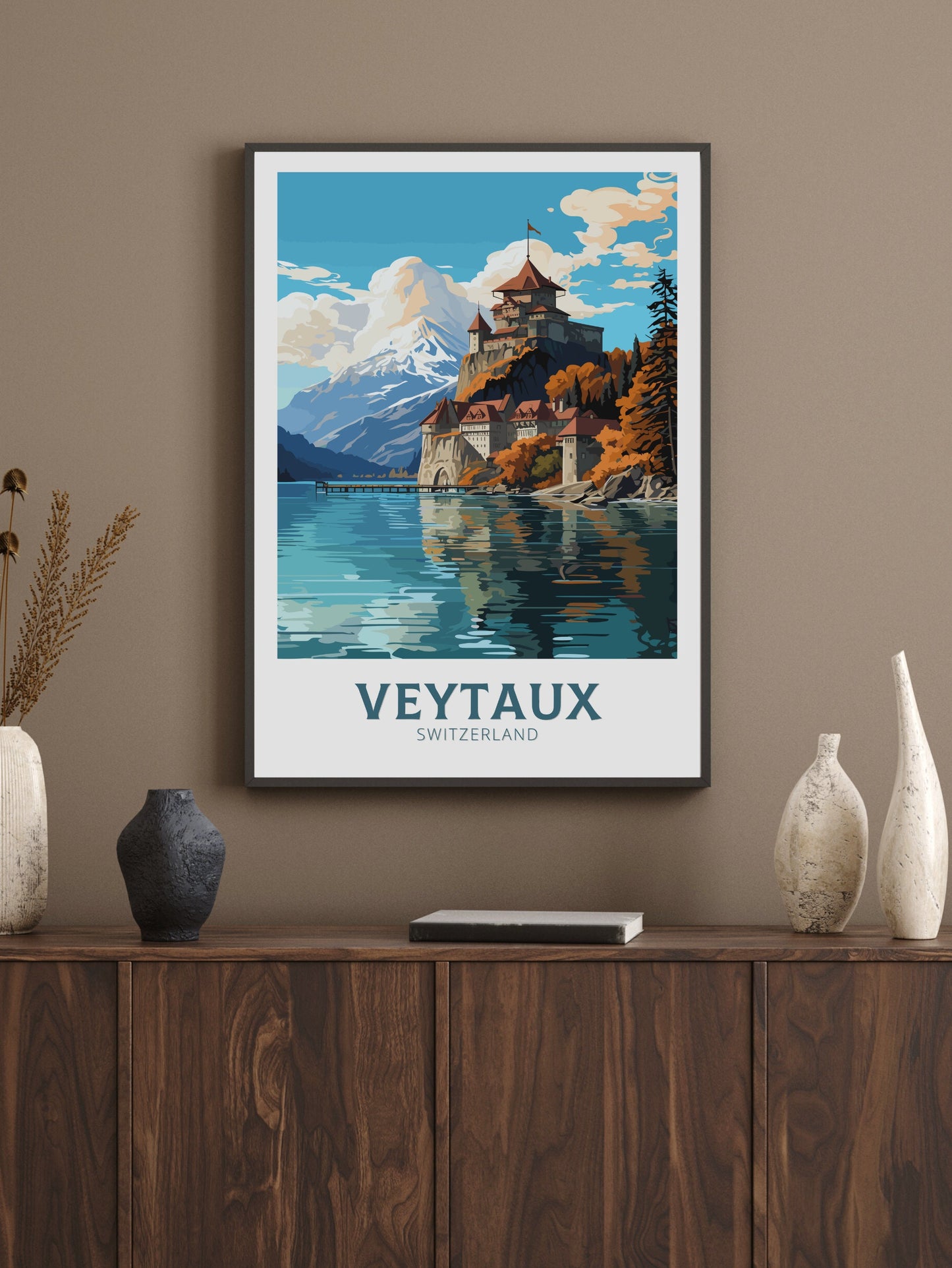 Veytaux Travel Print | Veytaux Travel Poster | Veytaux Illustration | Veytaux Wall Art | Switzerland Poster | Veytaux Artwork | ID 839