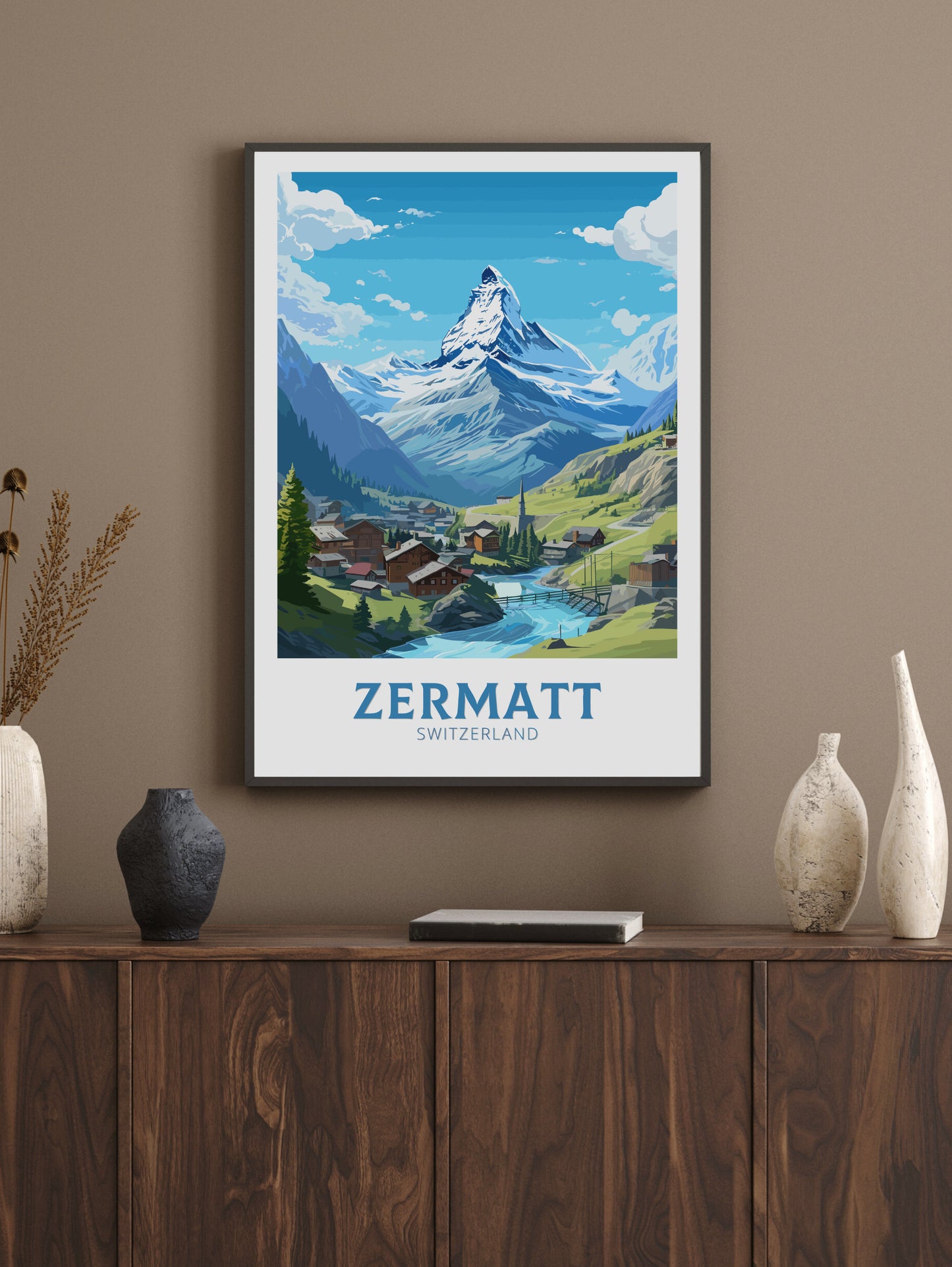 Zermatt Travel Print | Zermatt Travel Poster | Zermatt Illustration | Zermatt Wall Art | Switzerland Poster | Zermatt Artwork | ID 838