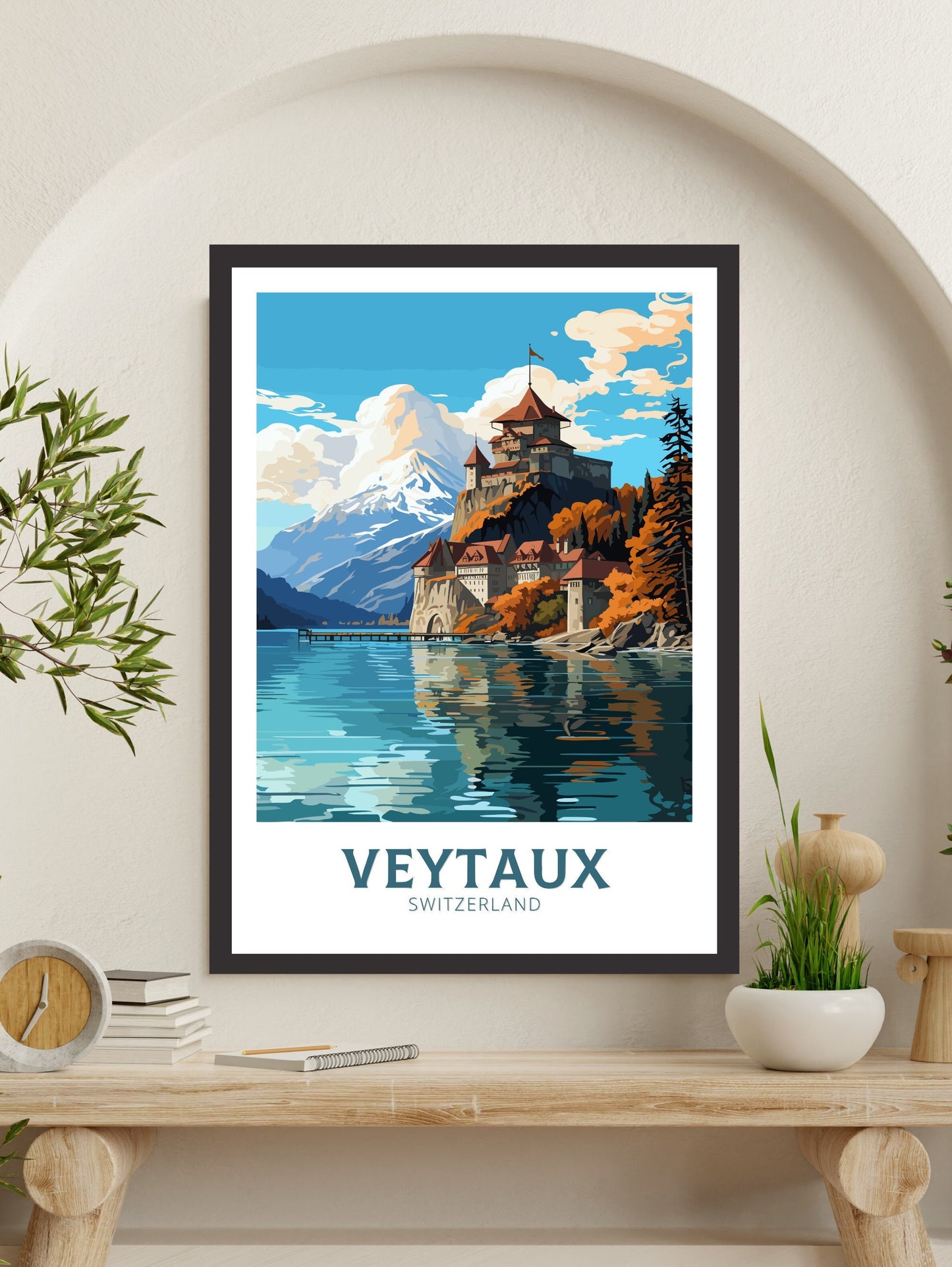 Veytaux Travel Print | Veytaux Travel Poster | Veytaux Illustration | Veytaux Wall Art | Switzerland Poster | Veytaux Artwork | ID 839