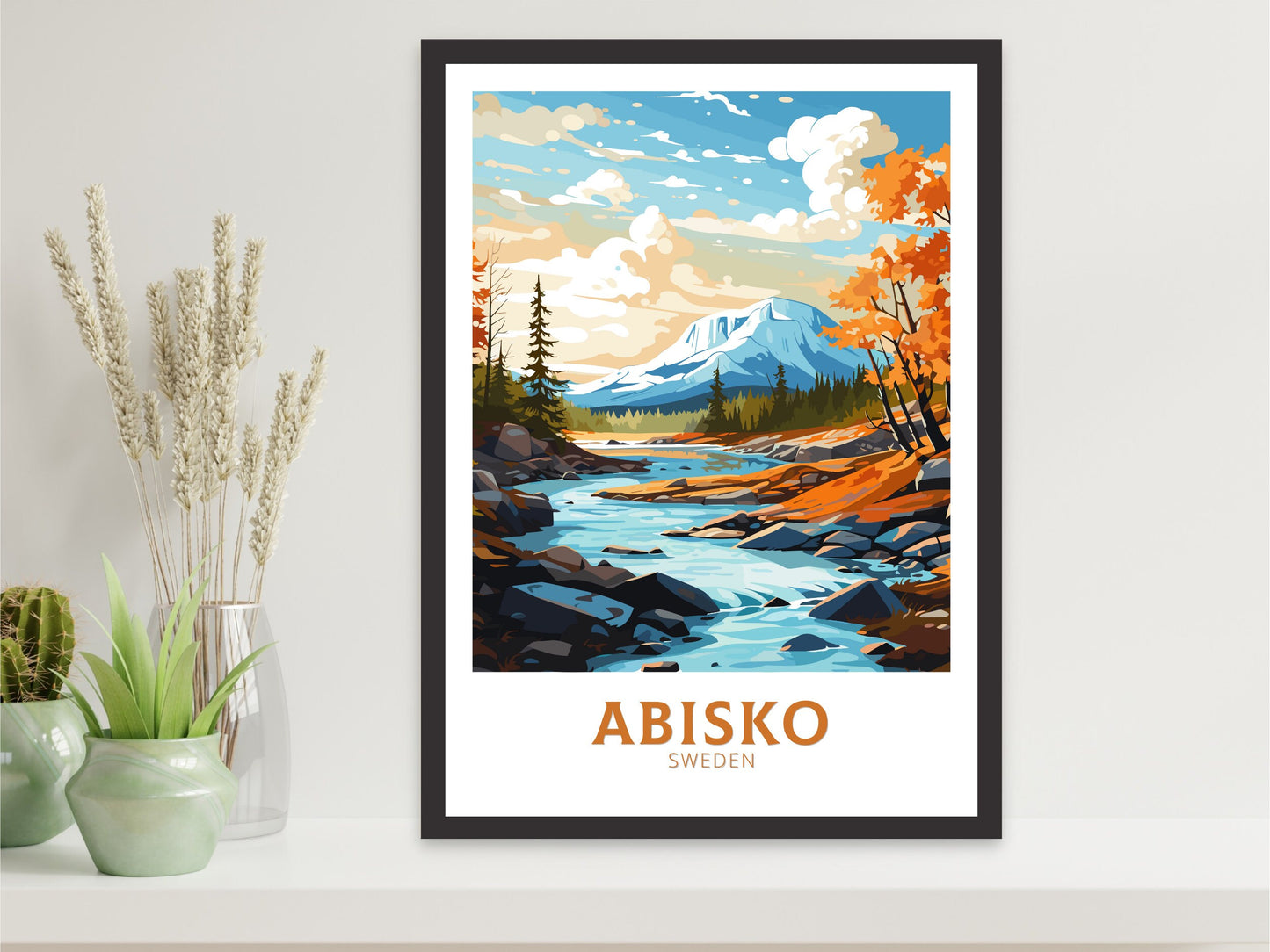 Abisko Poster | Abisko Travel Print | Abisko Illustration | Sweeden Poster | Sweeden Home Décor | Abisko Art | Sweeden Print | ID 840