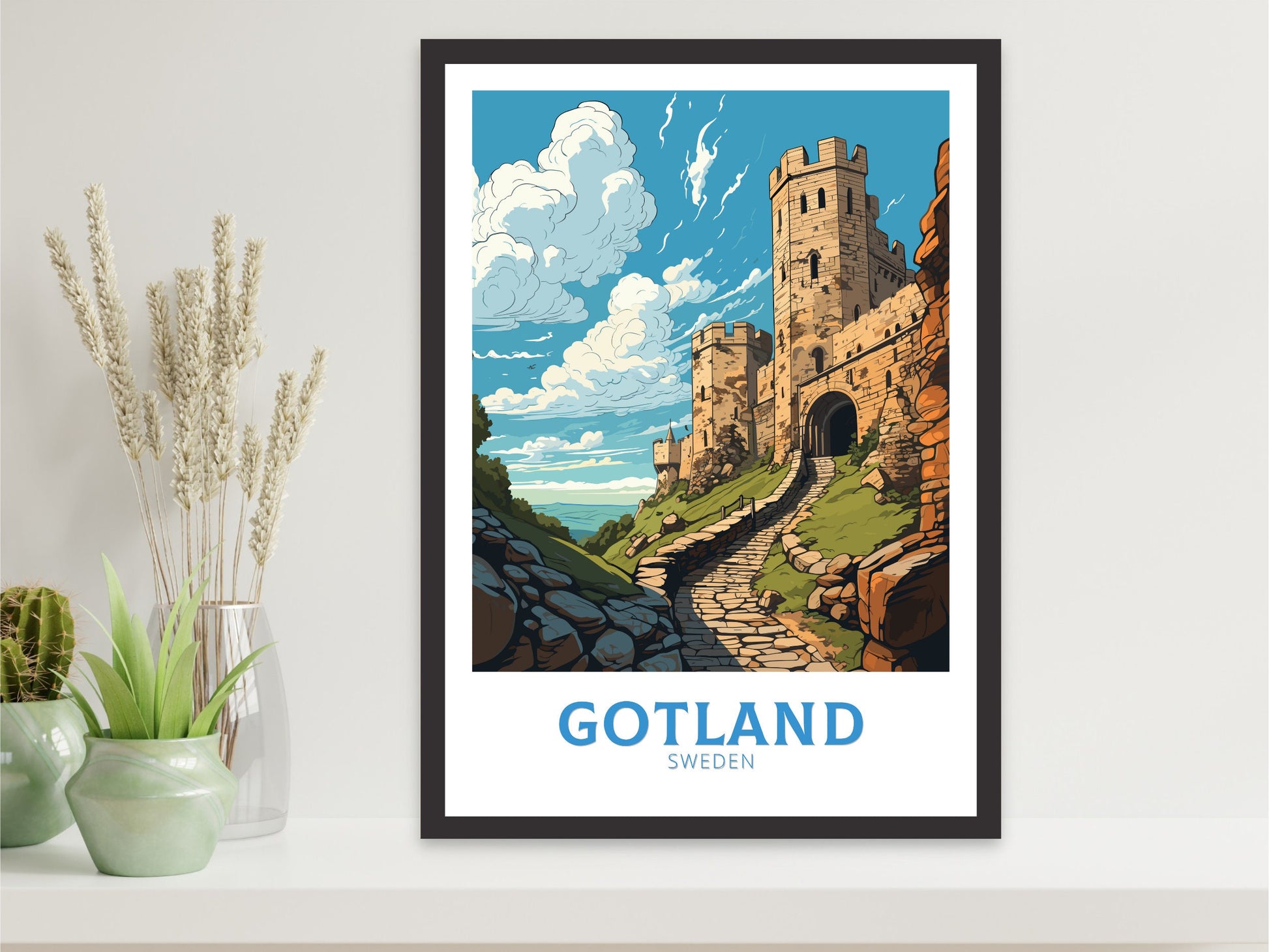 Gotland Poster | Gotland Travel Print | Gotland Illustration | Sweeden Poster | Sweeden Home Décor | Gotland Art | Sweeden Print | ID 842