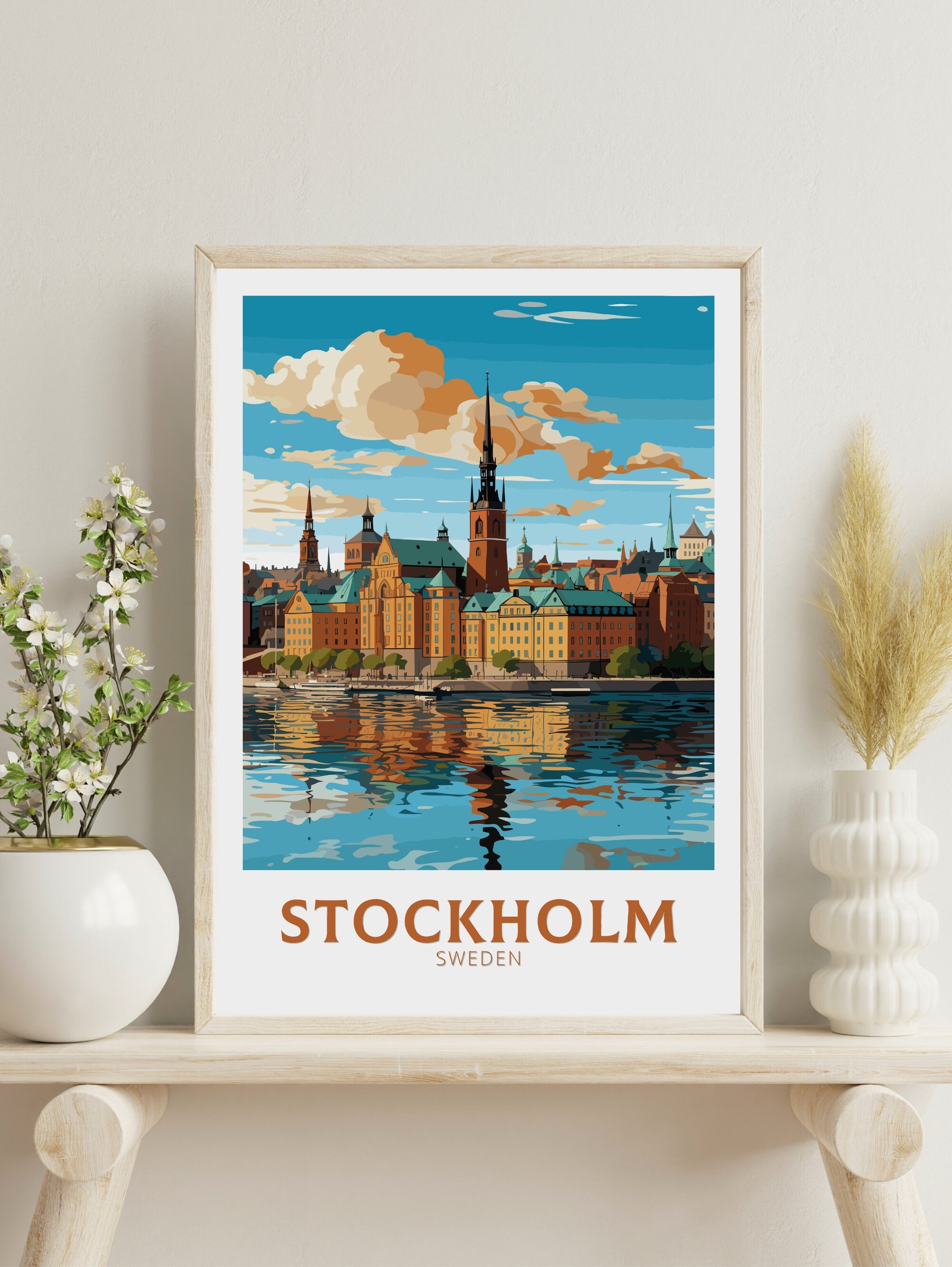 Stockholm Old Town Poster | Stockholm Travel Print | Stockholm Illustration | Sweeden poster | Sweeden Home Décor | Sweeden Print | ID 844