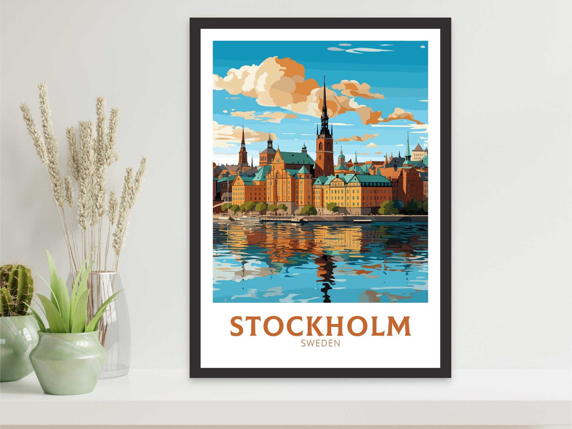 Stockholm Old Town Poster | Stockholm Travel Print | Stockholm Illustration | Sweeden poster | Sweeden Home Décor | Sweeden Print | ID 844