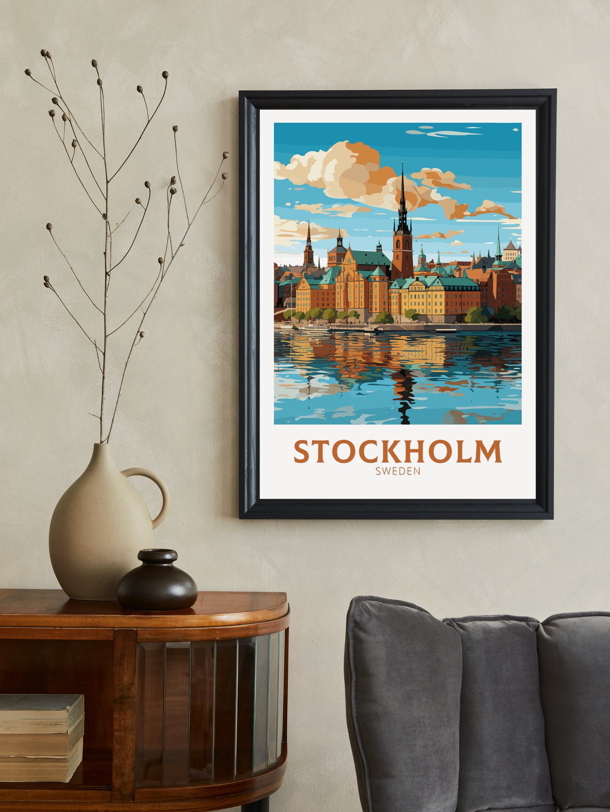 Stockholm Old Town Poster | Stockholm Travel Print | Stockholm Illustration | Sweeden poster | Sweeden Home Décor | Sweeden Print | ID 844