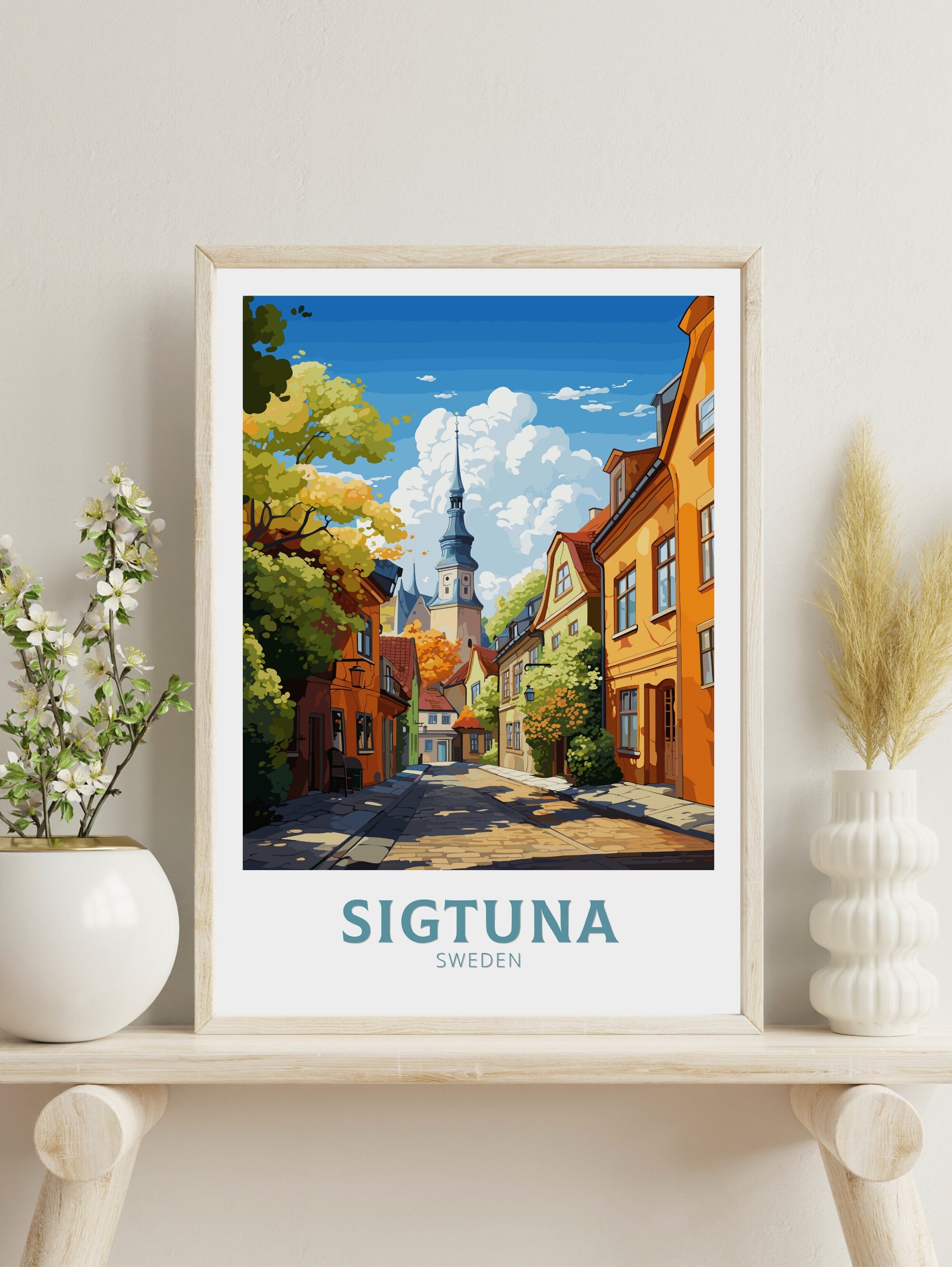 Sigtuna Poster | Sigtuna Travel Print | Sigtuna Illustration | Sweeden Poster | Sweeden Home Décor | Sigtuna Art | Sweeden Print | ID 846