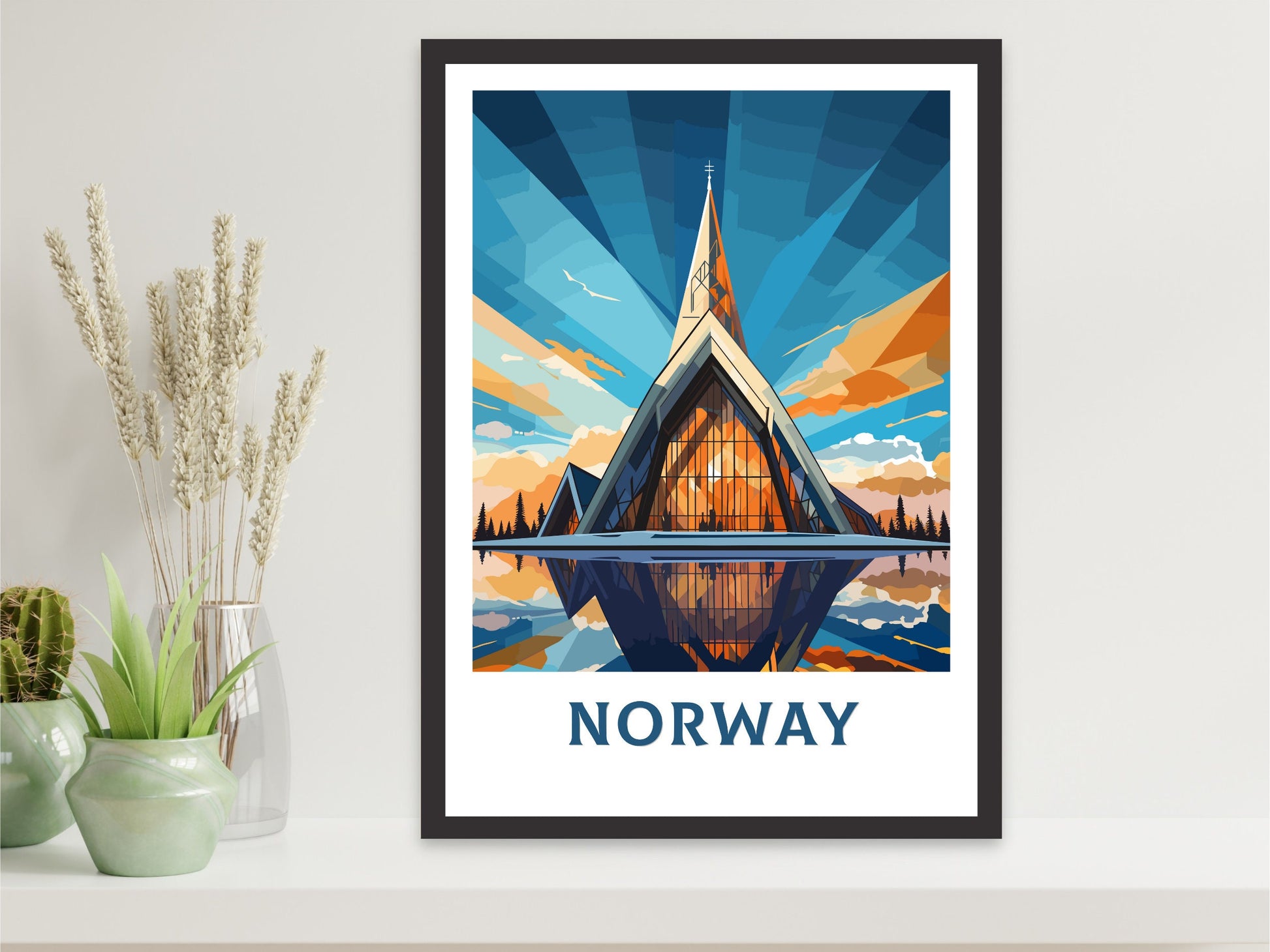 Norway Print | Norway Travel Poster| Norway Wall Art | Norway Poster | Norway Travel Print | Norway Fjords | Northern Lights Print ID 849