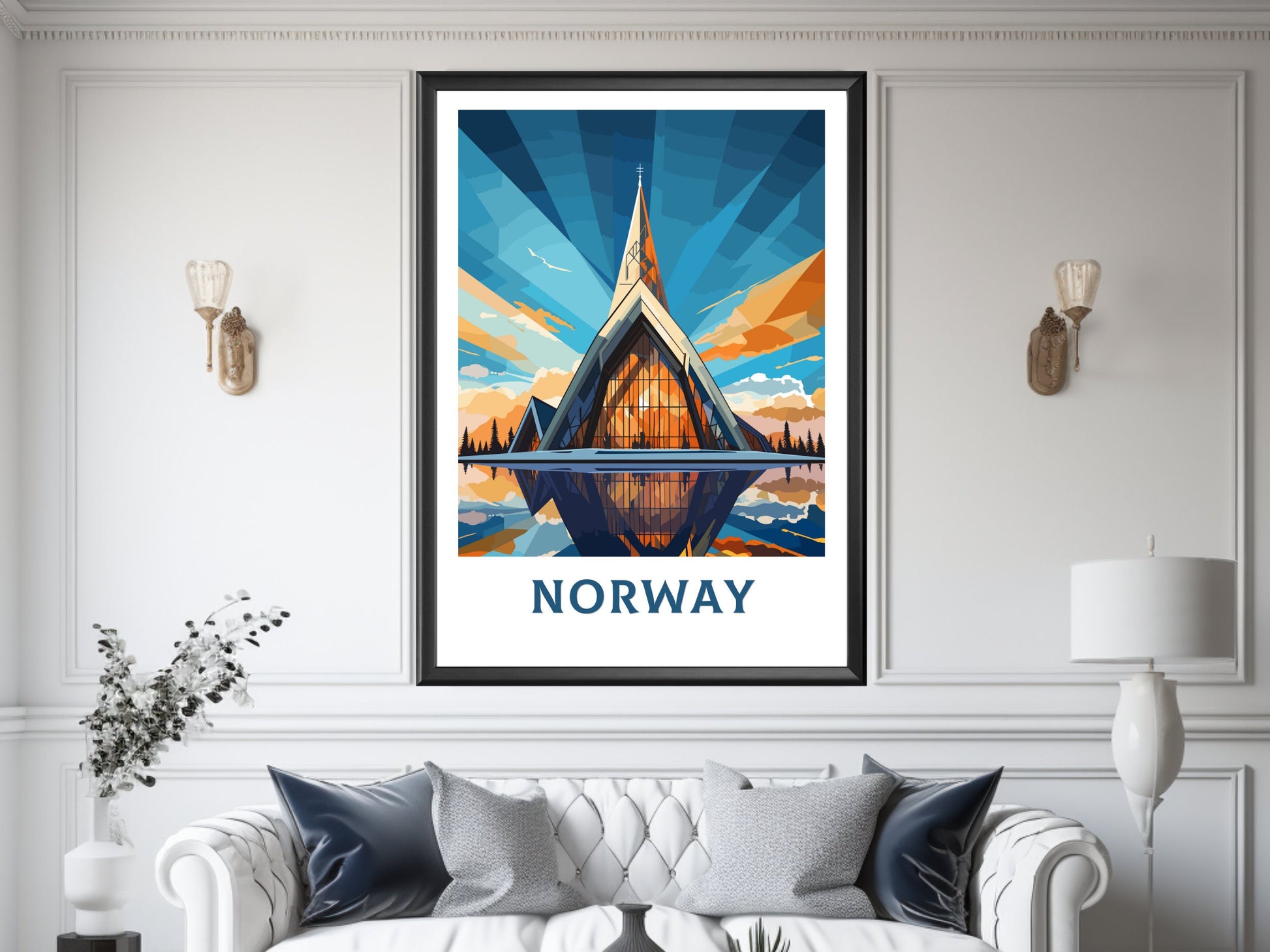 Norway Print | Norway Travel Poster| Norway Wall Art | Norway Poster | Norway Travel Print | Norway Fjords | Northern Lights Print ID 849