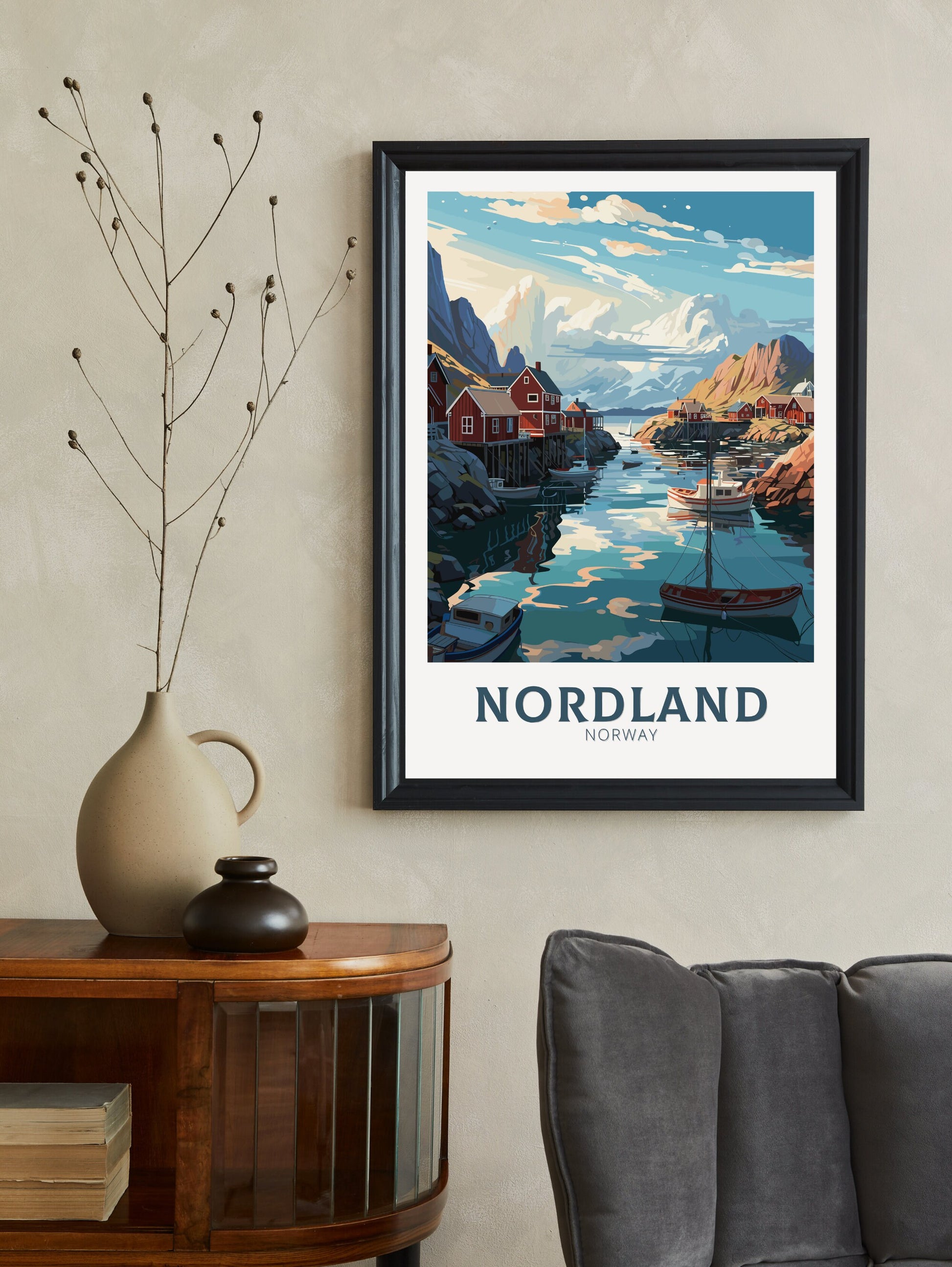 Nordland Travel Poster | Nordland Illustration | Norway Wall Art | Norway Poster | Nordland Travel Print | Norway Wall Art | ID 850