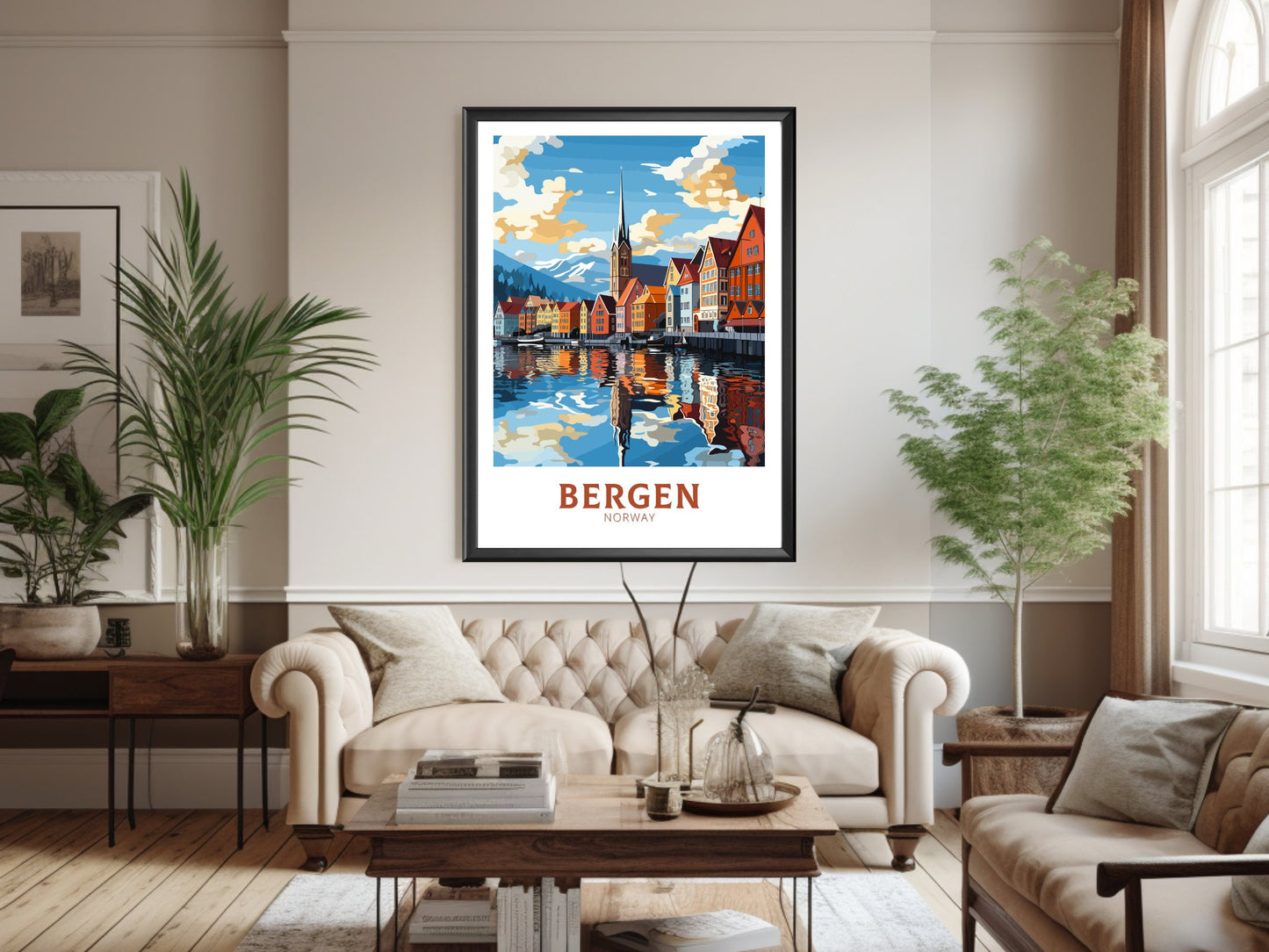 Bergen Print | Bergen Poster | Bergen Norway | Bergen Wall Art | Travel Gift | Norway Poster | Norway Art | Bergen Art Print | ID 851