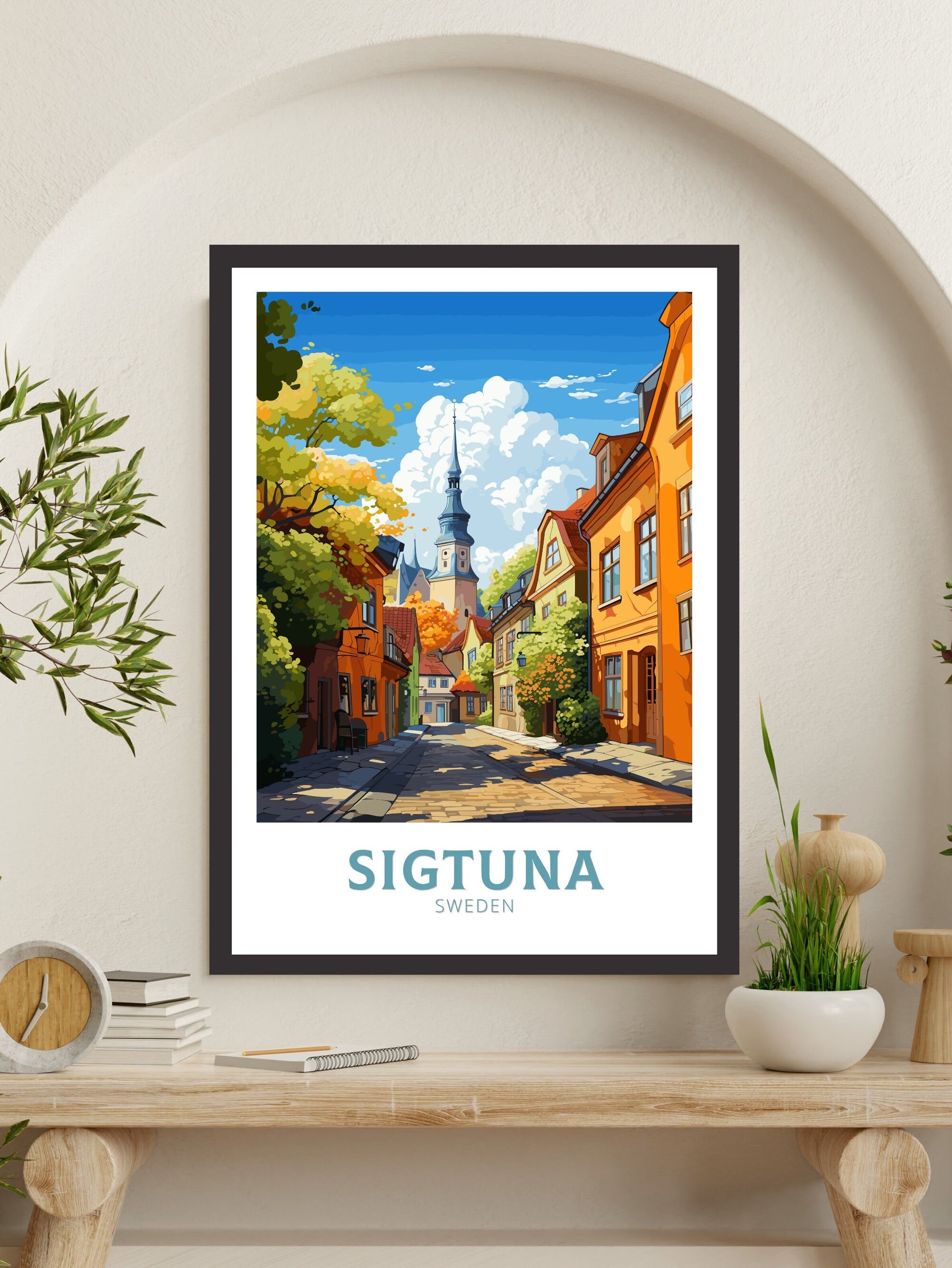 Sigtuna Poster | Sigtuna Travel Print | Sigtuna Illustration | Sweeden Poster | Sweeden Home Décor | Sigtuna Art | Sweeden Print | ID 846