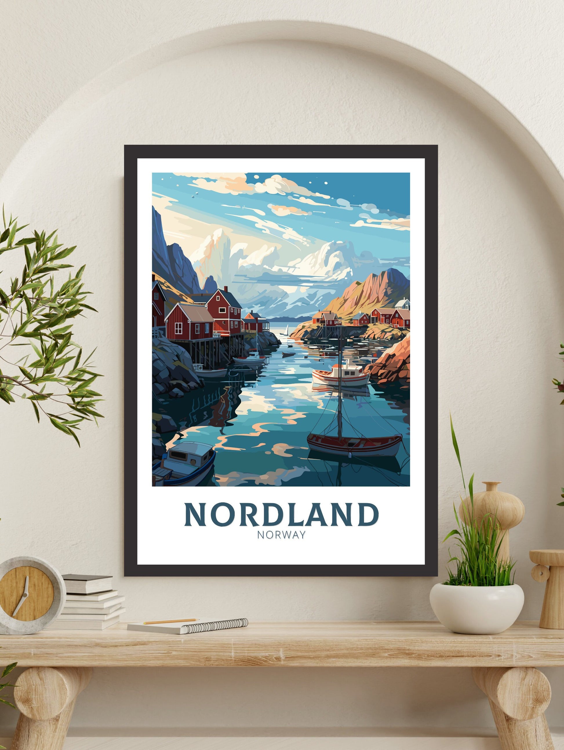 Nordland Travel Poster | Nordland Illustration | Norway Wall Art | Norway Poster | Nordland Travel Print | Norway Wall Art | ID 850