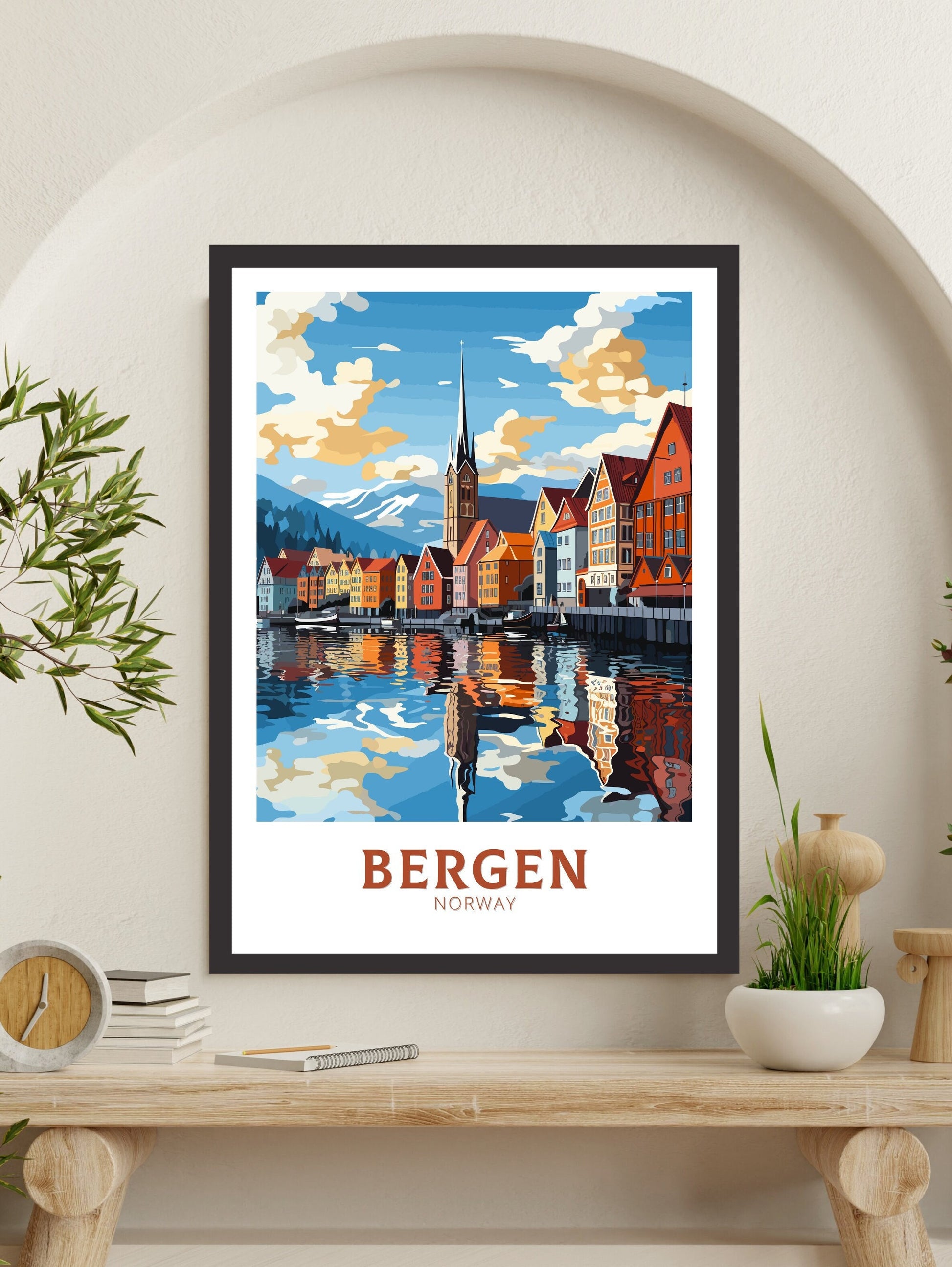 Bergen Print | Bergen Poster | Bergen Norway | Bergen Wall Art | Travel Gift | Norway Poster | Norway Art | Bergen Art Print | ID 851