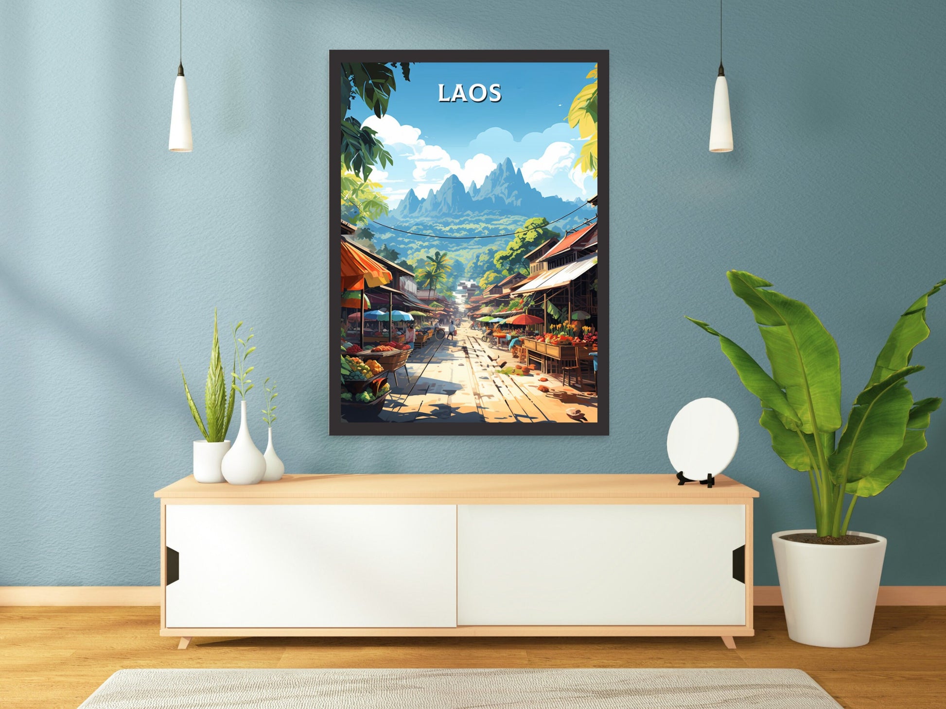 Laos Poster | Laos Print | Luang Prabang Poster | Luang Prabang Market | Night Market Poster | Laos Travel Print | Laos Wall Art | ID 852