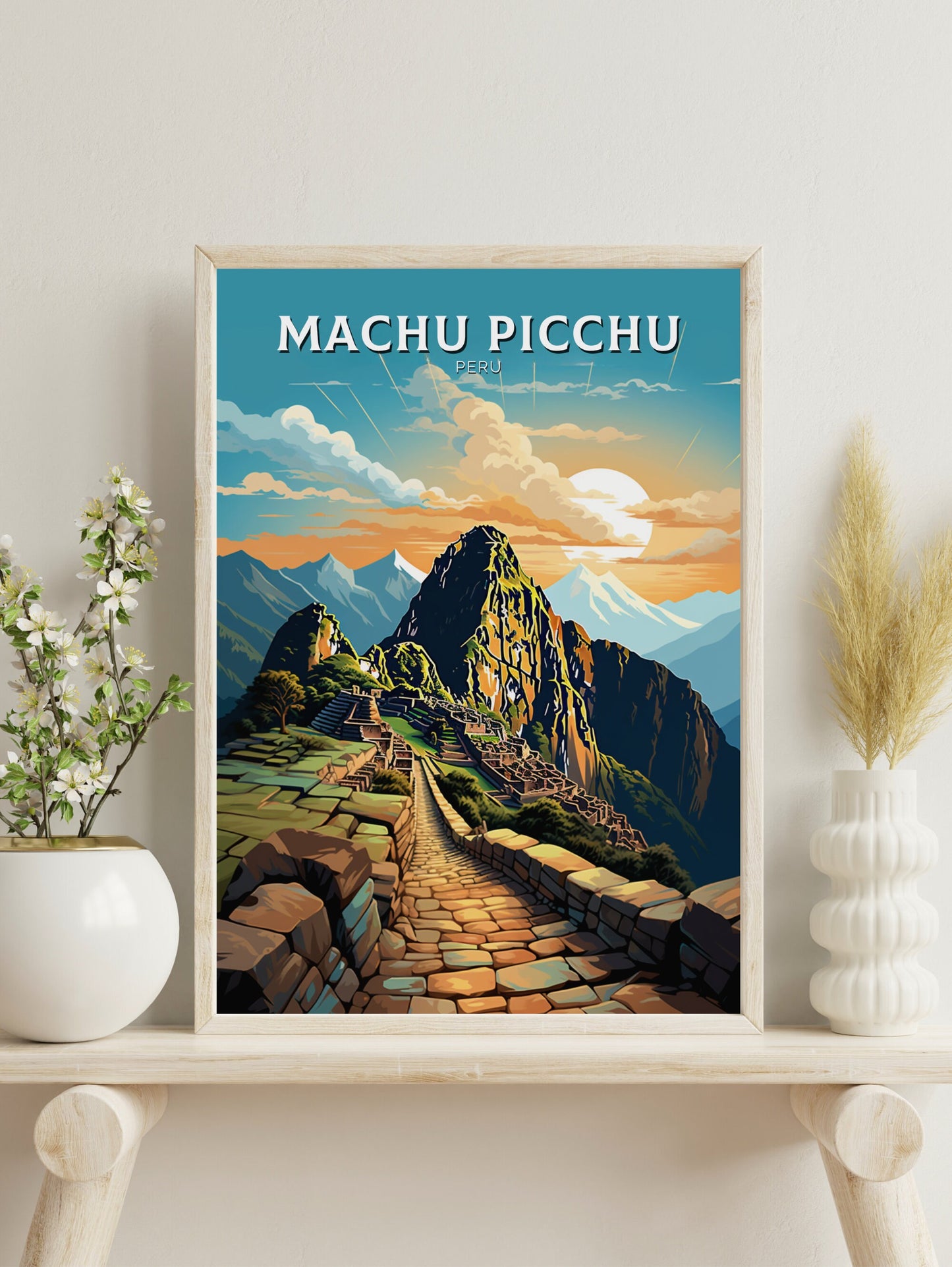 Machu Picchu Travel Poster | Wall Art | Travel Print | Housewarming Gift | Peru Travel Poster | ID 853