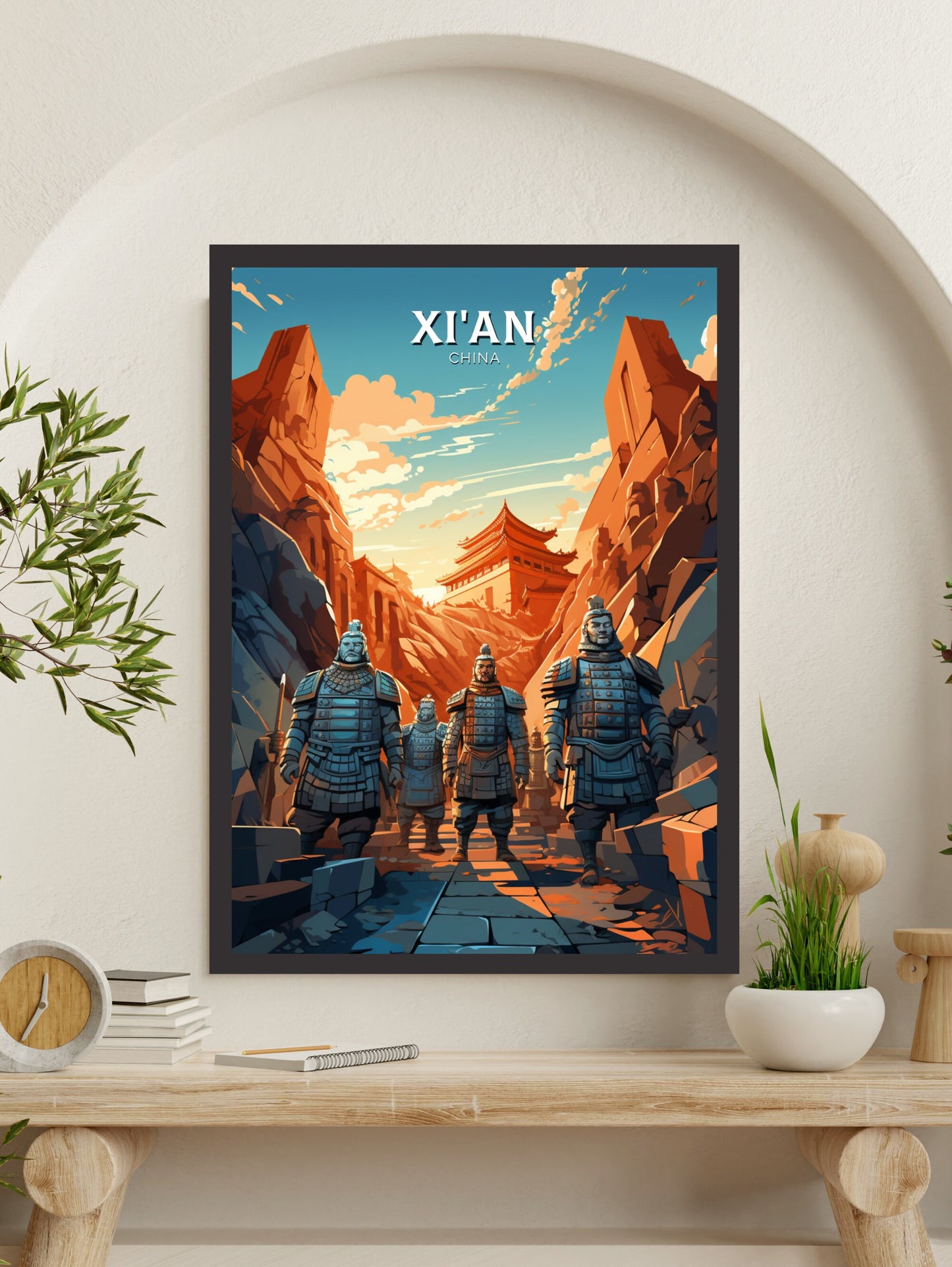 Xi'an Print | Xi'an Poster | Xi'an Illustration | Xi'an Travel Print | China Travel Poster | Xi'an Terracotta Army Print | China Army ID 854