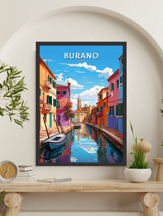 Burano Italy Print | Italy Illustration | Travel Gifts | Burano Coast Print | Italy Poster | Housewarming Gift | Burano City Poster | ID 866