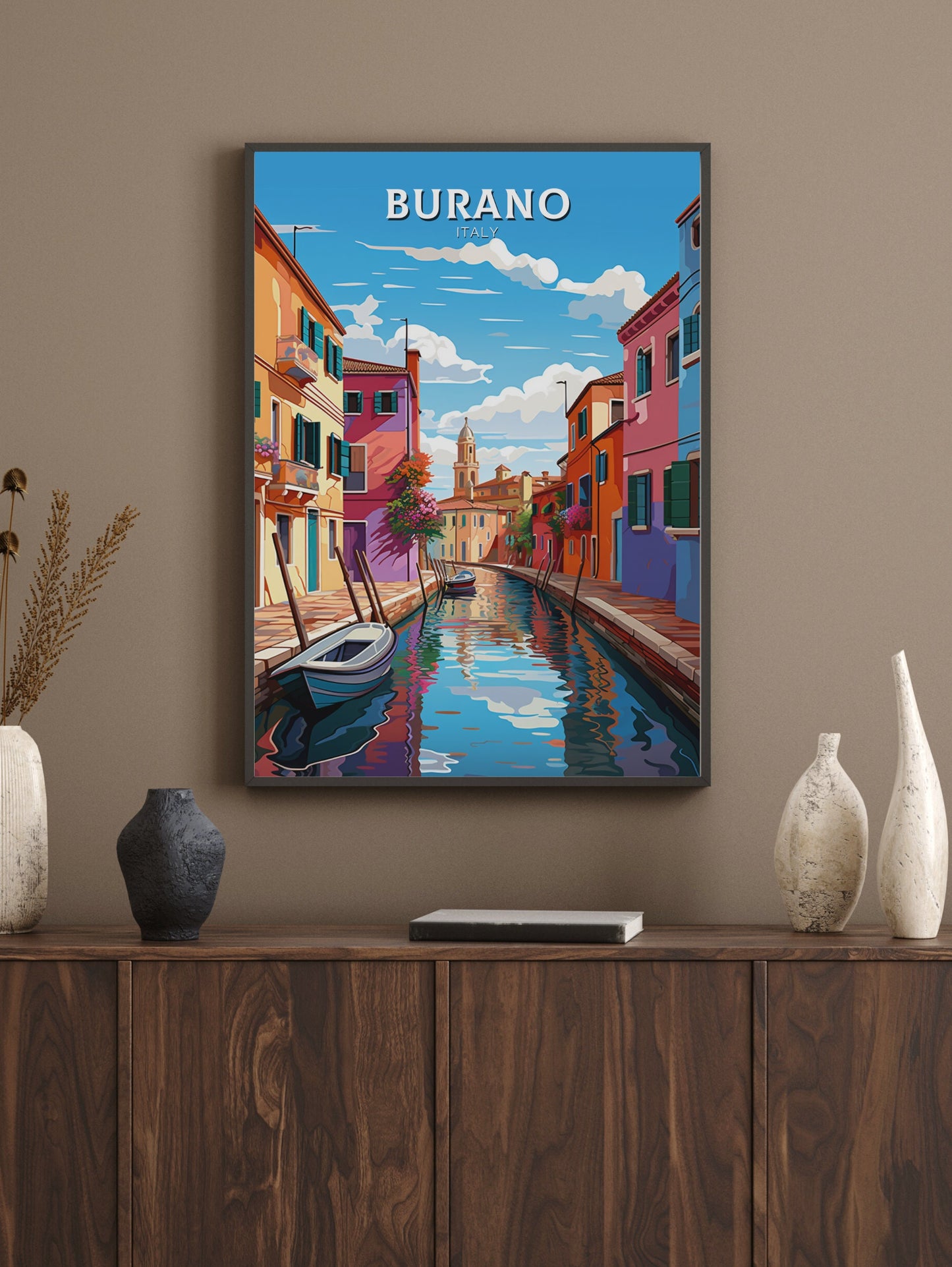 Burano Italy Print | Italy Illustration | Travel Gifts | Burano Coast Print | Italy Poster | Housewarming Gift | Burano City Poster | ID 866