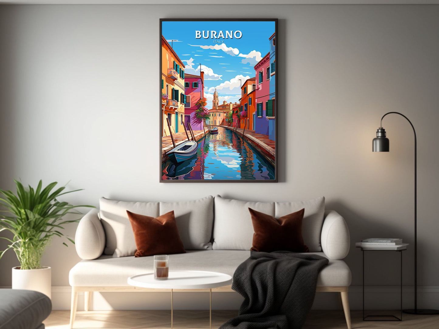 Burano Italy Print | Italy Illustration | Travel Gifts | Burano Coast Print | Italy Poster | Housewarming Gift | Burano City Poster | ID 866