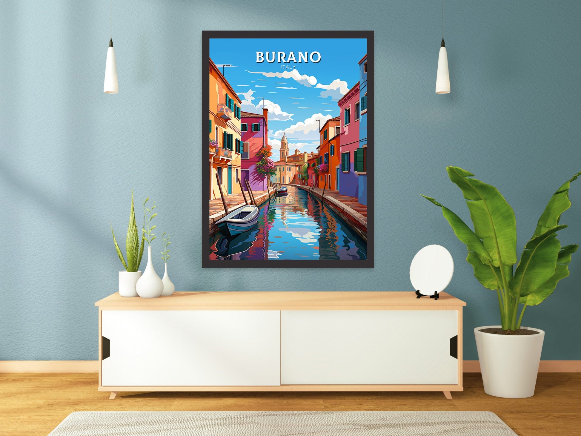 Burano Italy Print | Italy Illustration | Travel Gifts | Burano Coast Print | Italy Poster | Housewarming Gift | Burano City Poster | ID 866