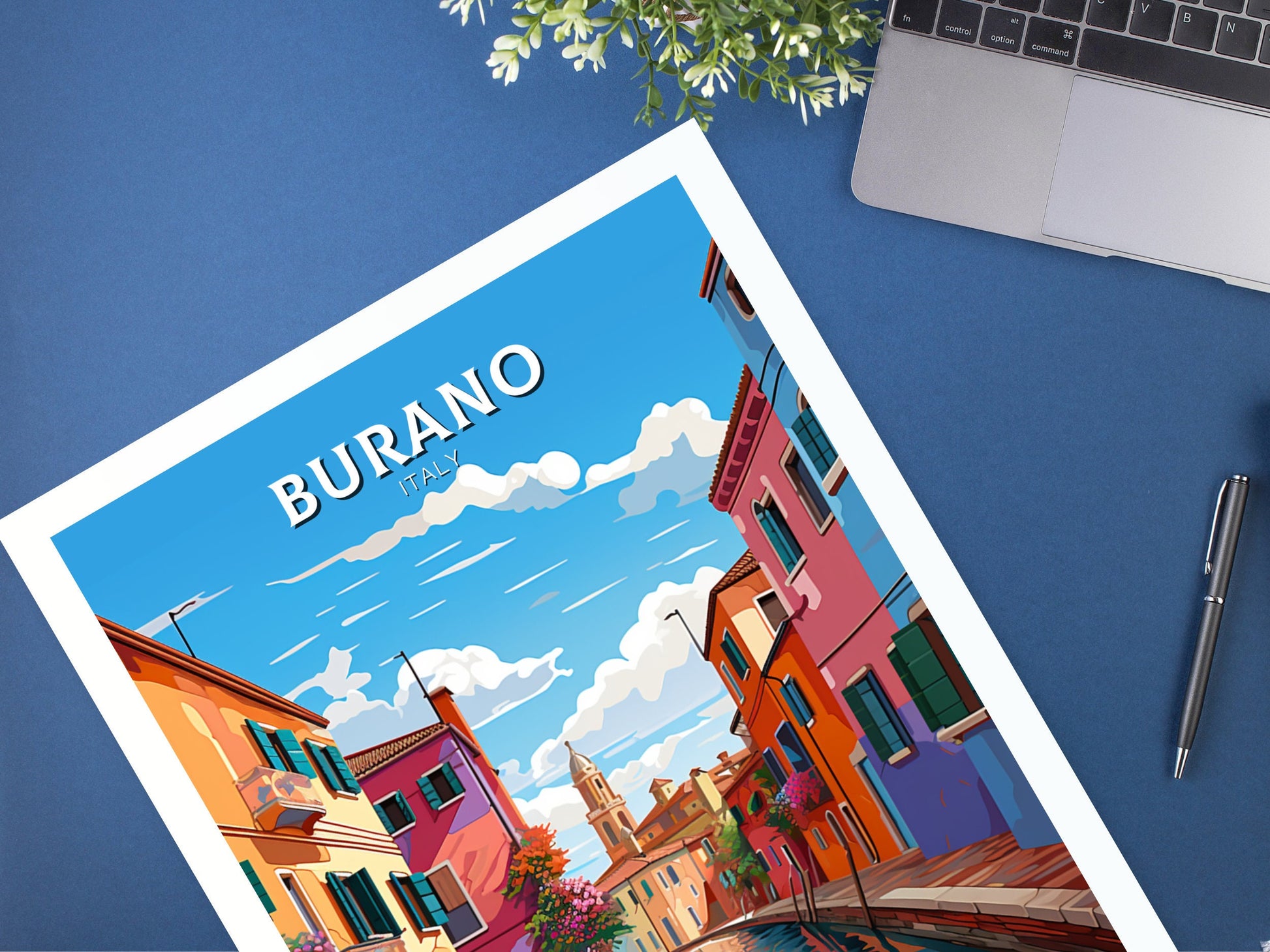 Burano Italy Print | Italy Illustration | Travel Gifts | Burano Coast Print | Italy Poster | Housewarming Gift | Burano City Poster | ID 866