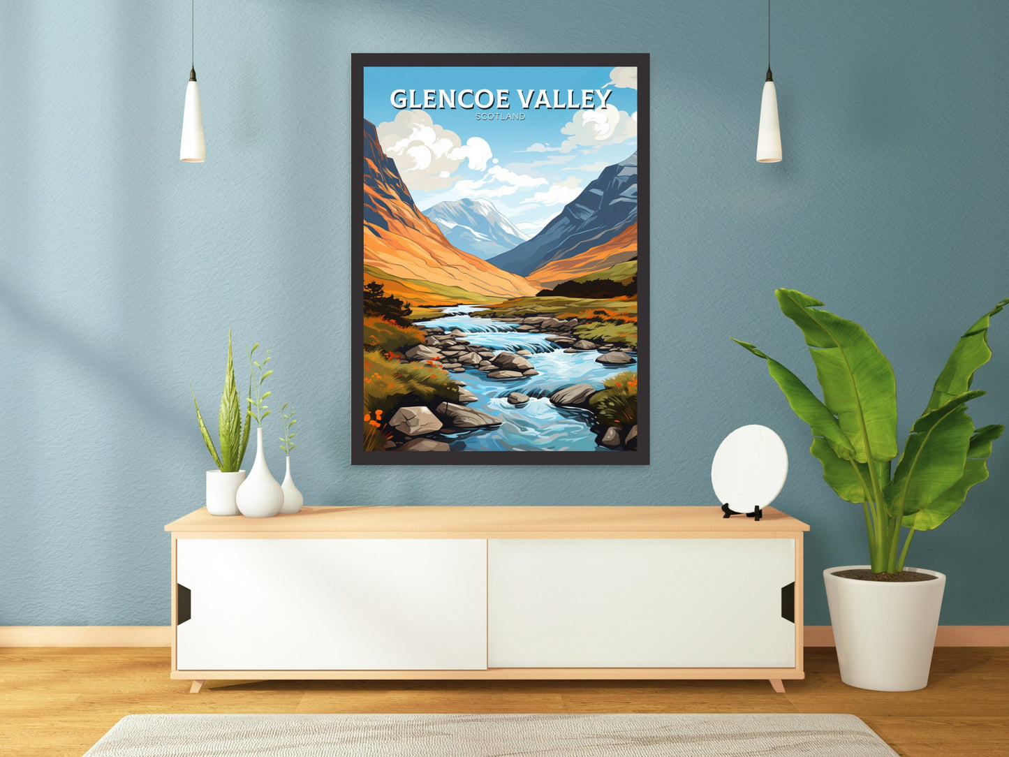 Glencoe Valley Travel Print | Glencoe Valley Travel Poster | Glencoe Valley Art | Scotland Art | Scotland Poster | Scotland Print | ID 867