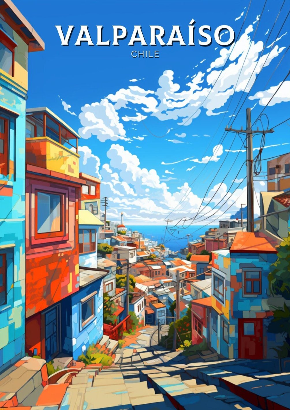 Valparaíso Travel Print | Valparaíso Travel Poster | Valparaíso Design | Valparaíso Wall Art | Valparaíso Painting | Chile Poster | ID 868