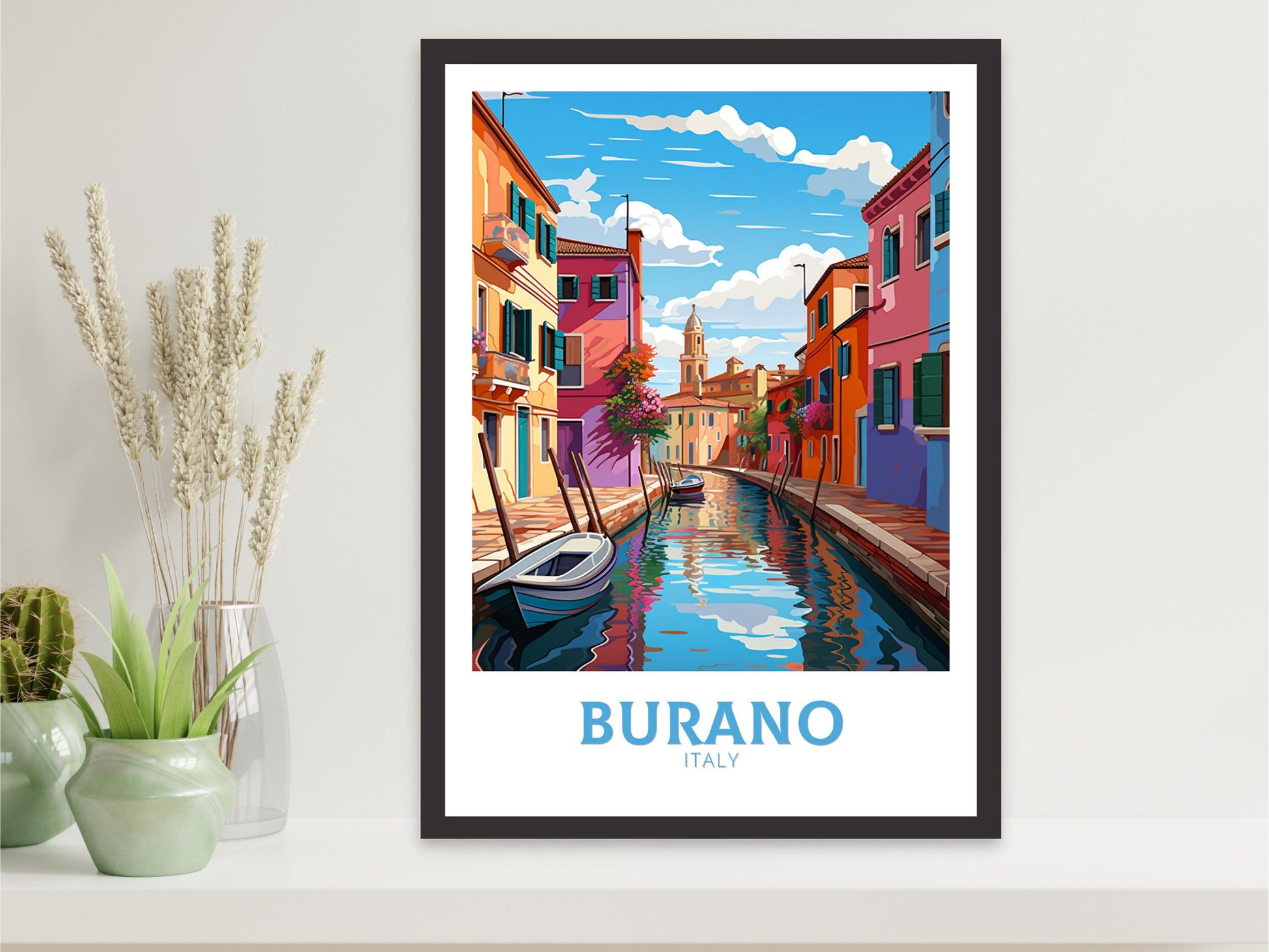 Burano Italy Poster | Italy Illustration | Travel Gifts | Burano Coast Poster | Italy Print | Housewarming Gift | Burano City Print | ID 876