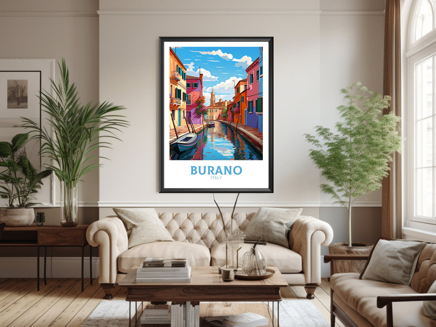 Burano Italy Poster | Italy Illustration | Travel Gifts | Burano Coast Poster | Italy Print | Housewarming Gift | Burano City Print | ID 876