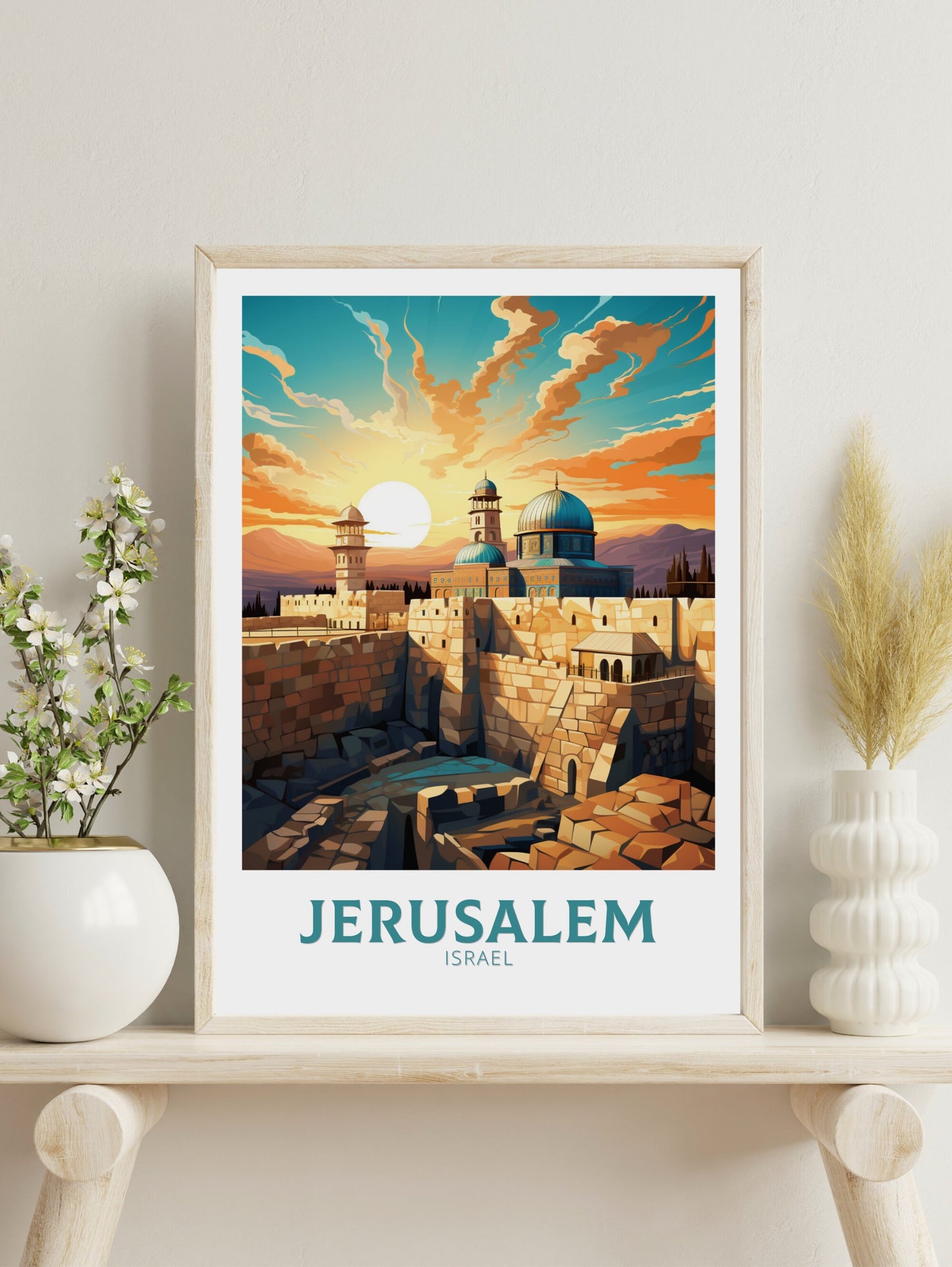 Jerusalem Travel Print | Jerusalem Illustration | Jerusalem Wall Art | Jerusalem Print | Jerusalem Poster | Wailing Wall Poster | ID 870