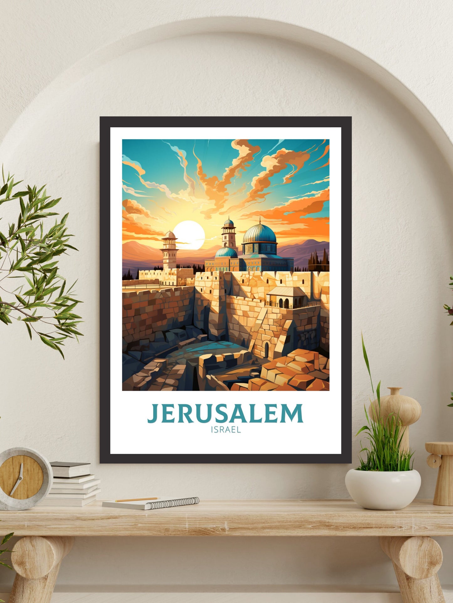 Jerusalem Travel Print | Jerusalem Illustration | Jerusalem Wall Art | Jerusalem Print | Jerusalem Poster | Wailing Wall Poster | ID 870