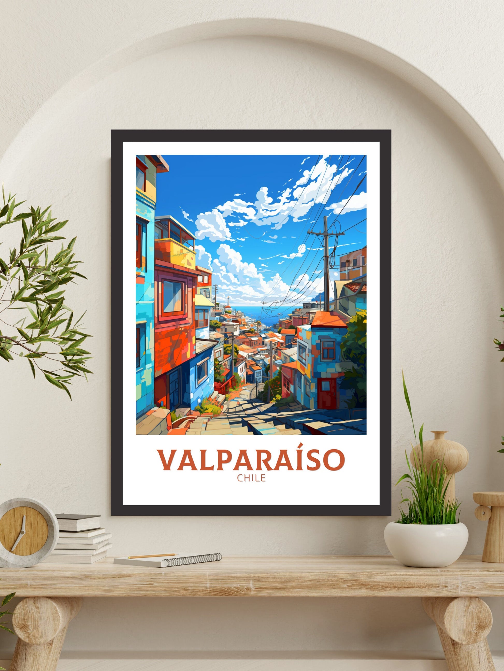 Valparaíso Travel Poster | Valparaíso Travel Print | Valparaíso Design | Valparaíso Wall Art | Valparaíso Painting | Chile Print | ID 874