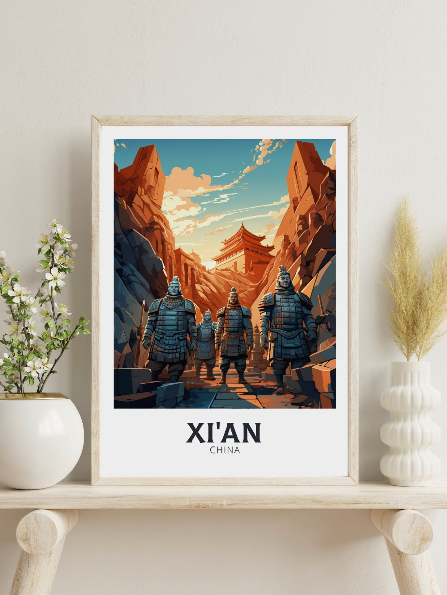 Xi'an Poster | Xi'an Print | Xi'an Illustration | Xi'an Travel Poster | China Travel Print | Xi'an Terracotta Army Print | China Army ID 859