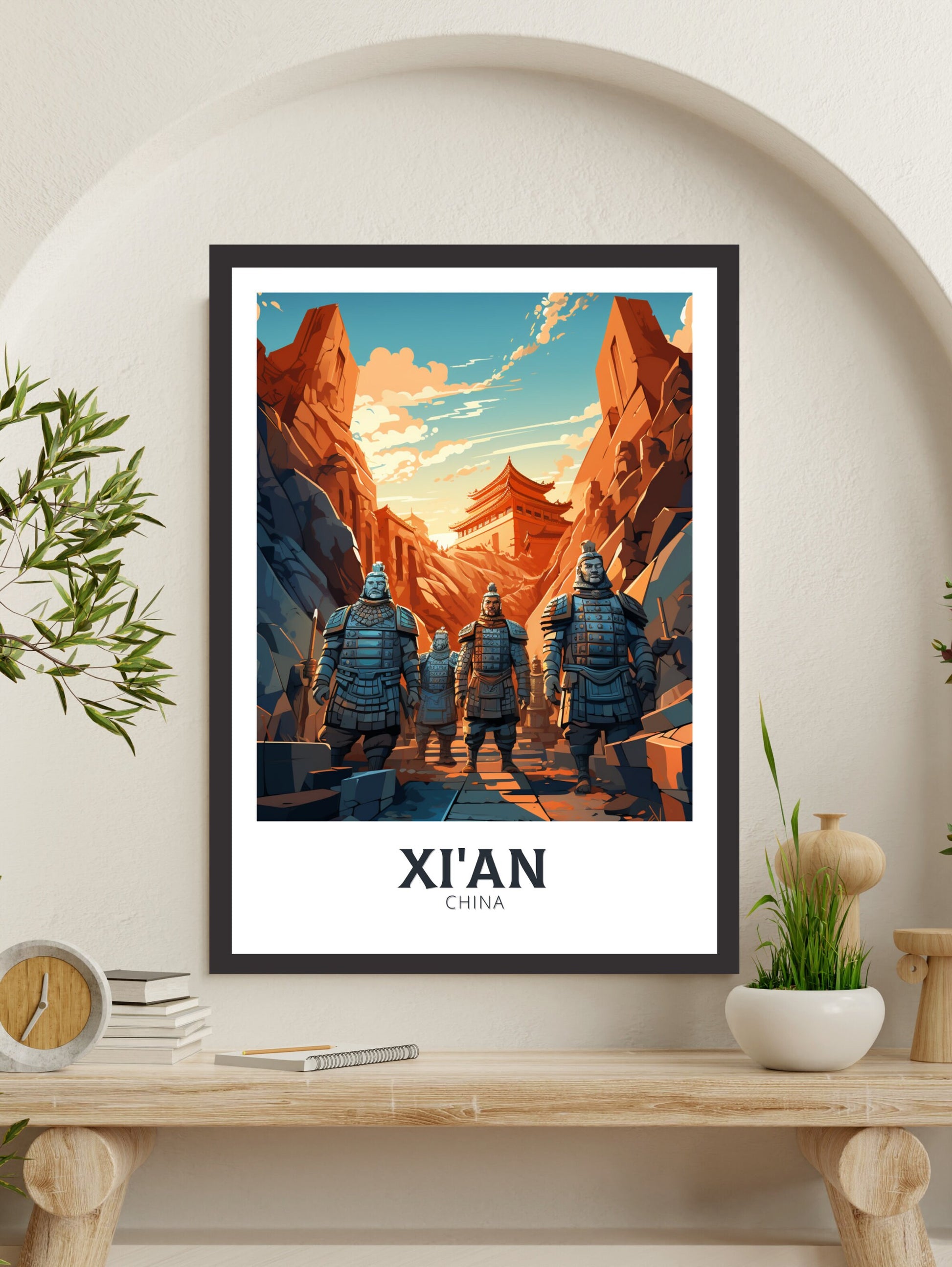 Xi'an Poster | Xi'an Print | Xi'an Illustration | Xi'an Travel Poster | China Travel Print | Xi'an Terracotta Army Print | China Army ID 859