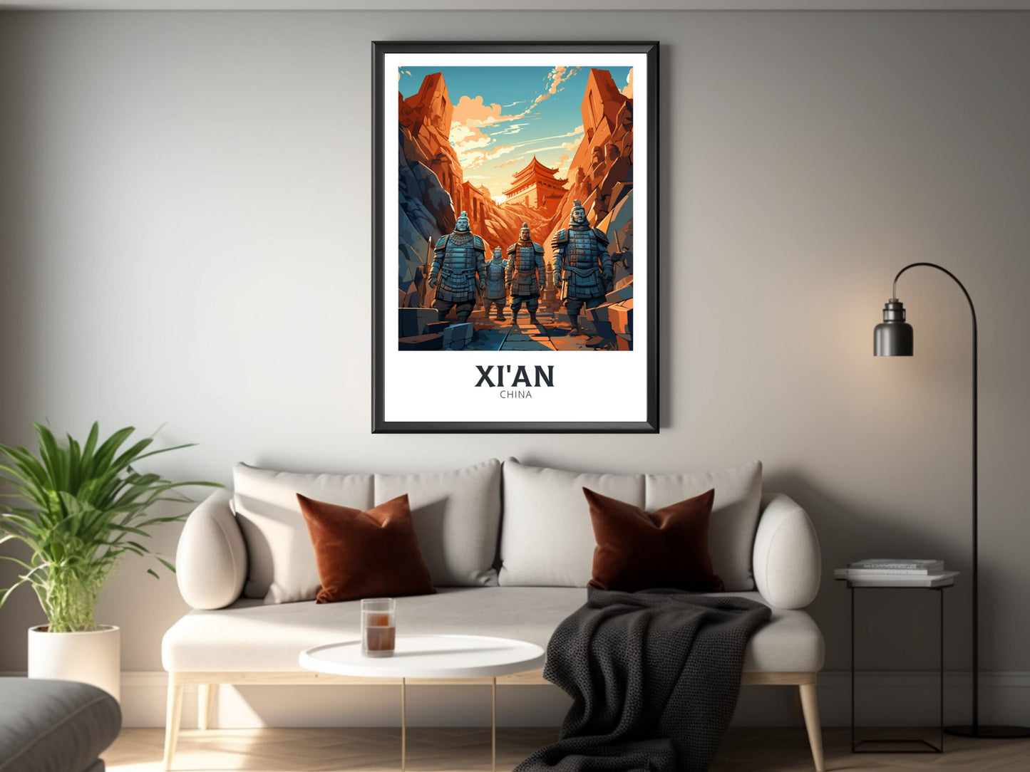 Xi'an Poster | Xi'an Print | Xi'an Illustration | Xi'an Travel Poster | China Travel Print | Xi'an Terracotta Army Print | China Army ID 859